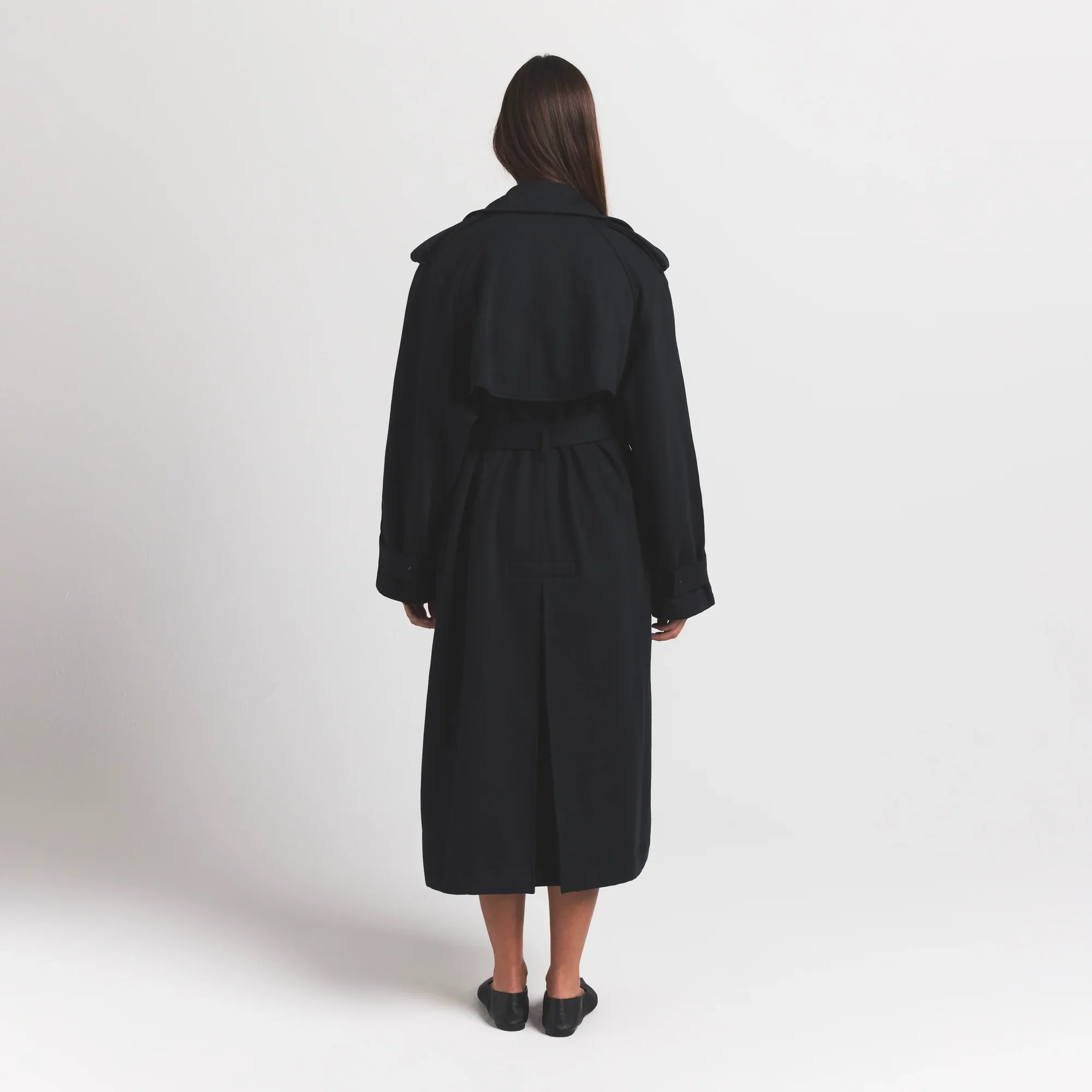 BOYFRIEND FLEECE OVERSIZED TRENCH COAT | ONYX - Image 4