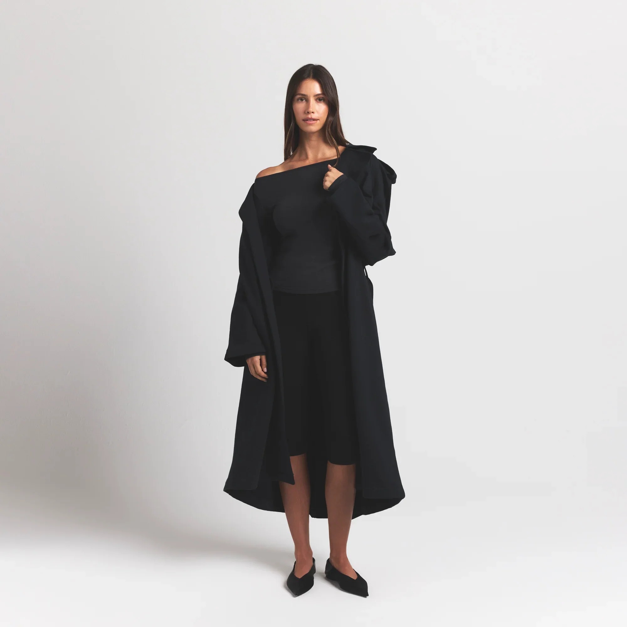 BOYFRIEND FLEECE OVERSIZED TRENCH COAT | ONYX - Image 5