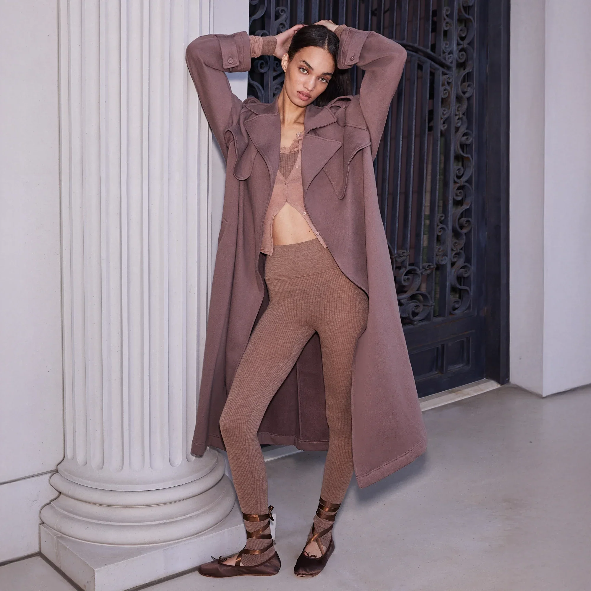BOYFRIEND FLEECE OVERSIZED TRENCH COAT | UMBER - Image 6