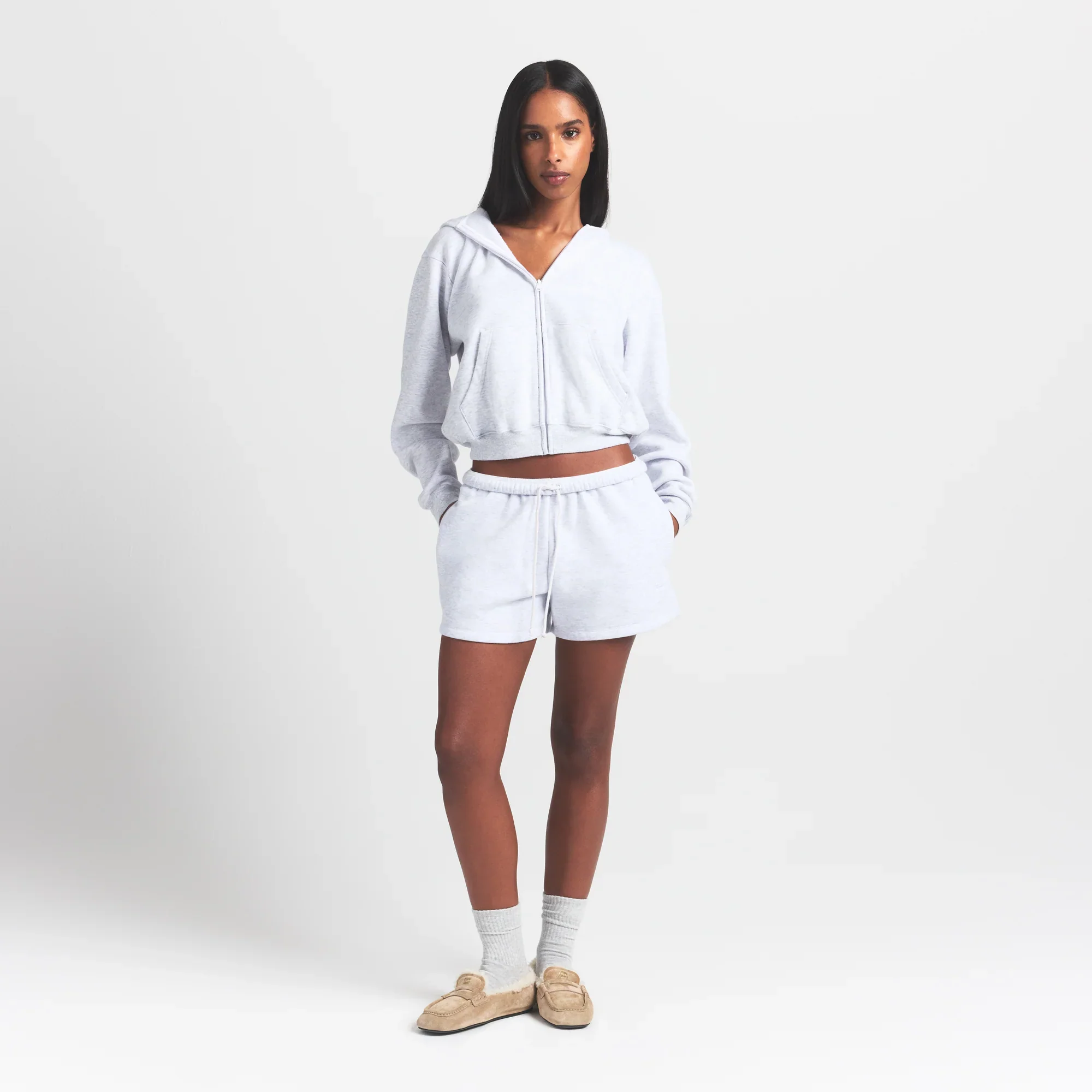 COTTON FLEECE CLASSIC SHORT | LIGHT HEATHER GREY - Image 2