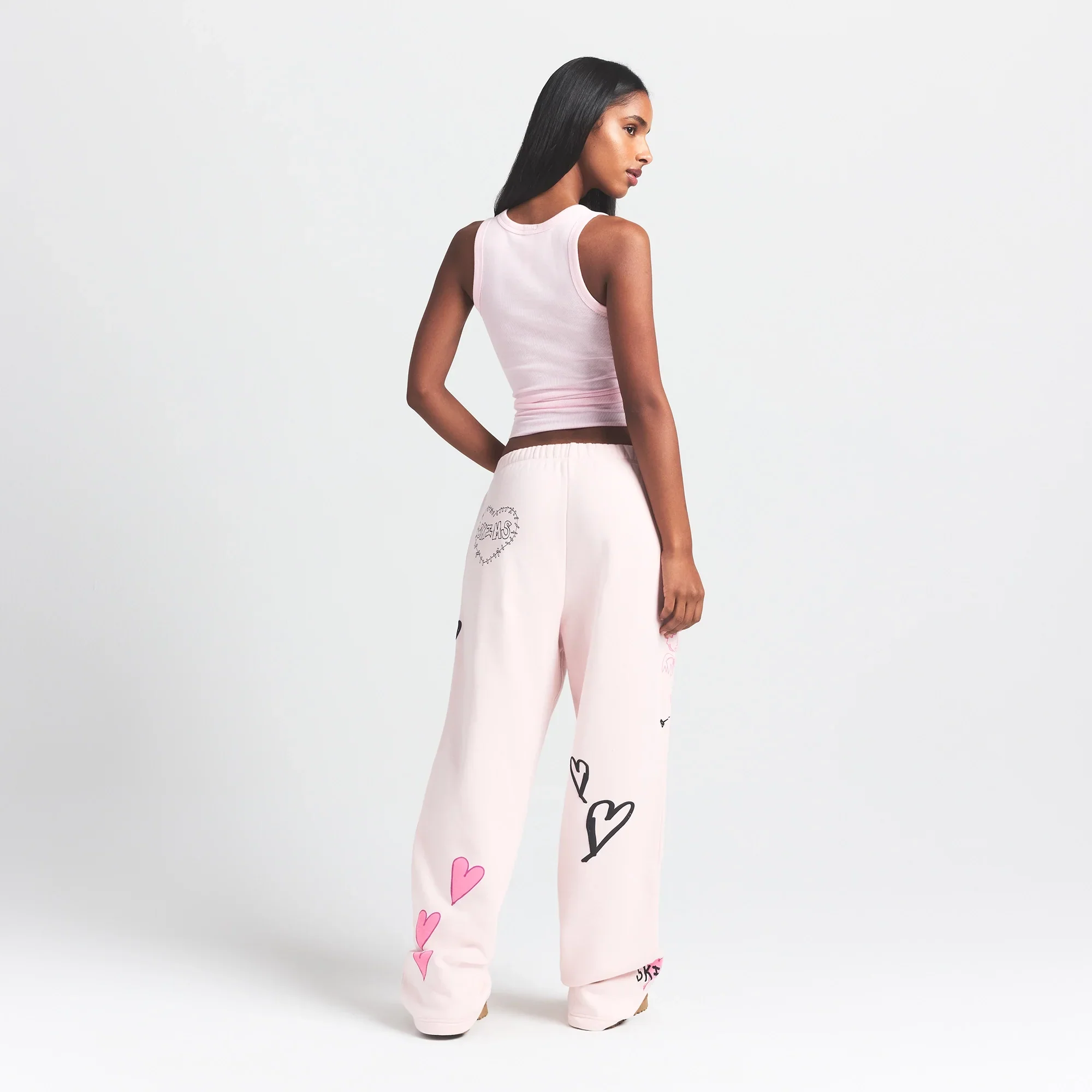 COTTON FLEECE CLASSIC STRAIGHT LEG PANT | BARELY PINK ANGEL SKETCH - Image 10