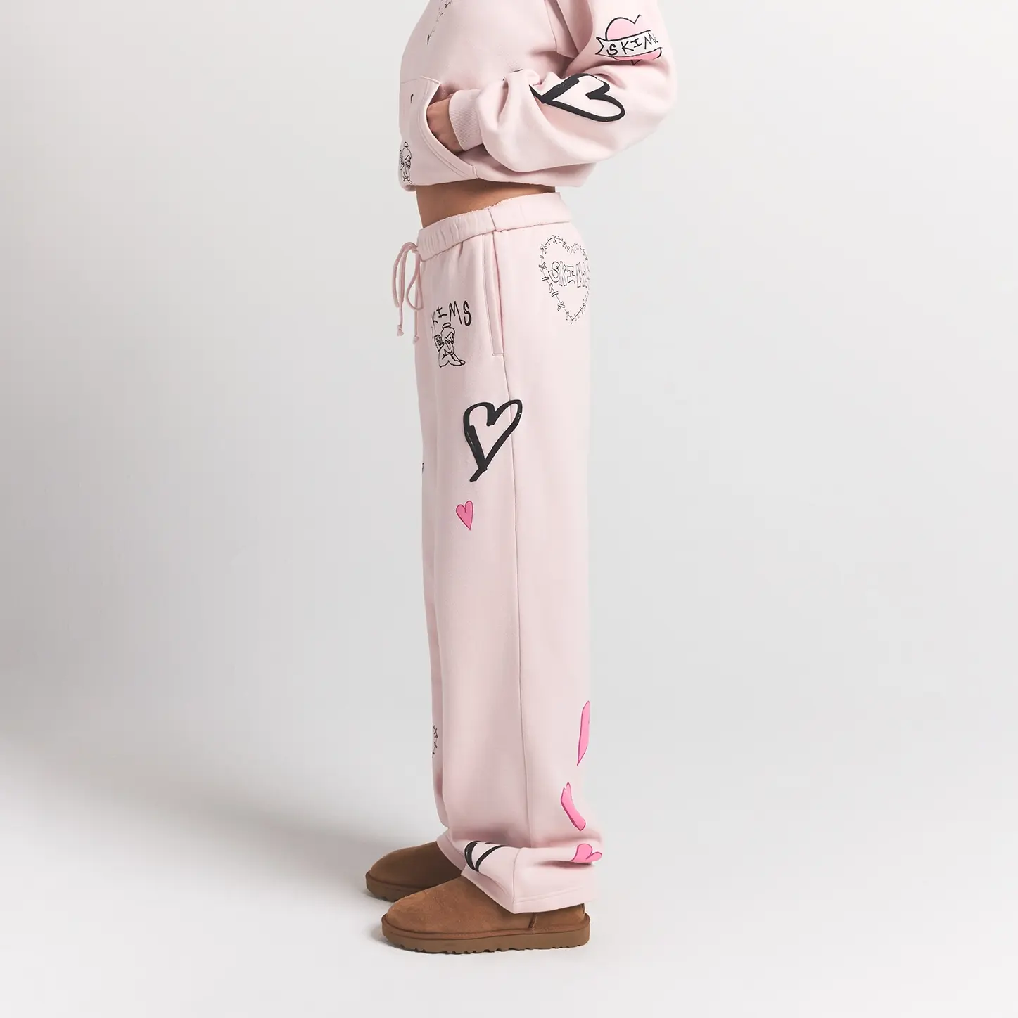 COTTON FLEECE CLASSIC STRAIGHT LEG PANT | BARELY PINK ANGEL SKETCH - Image 3