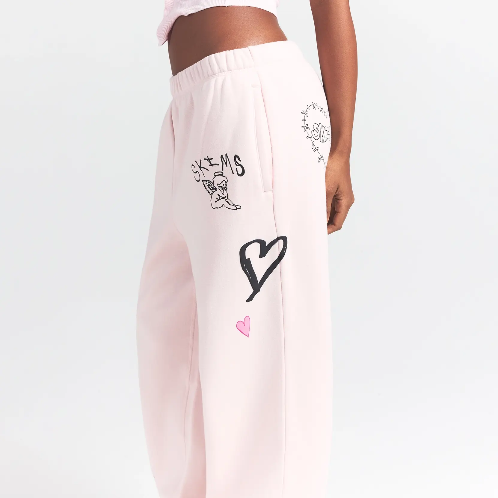 COTTON FLEECE CLASSIC STRAIGHT LEG PANT | BARELY PINK ANGEL SKETCH - Image 8
