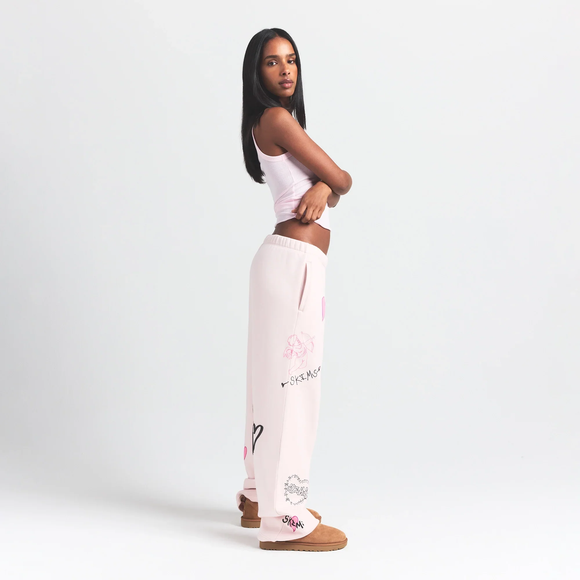 COTTON FLEECE CLASSIC STRAIGHT LEG PANT | BARELY PINK ANGEL SKETCH - Image 9