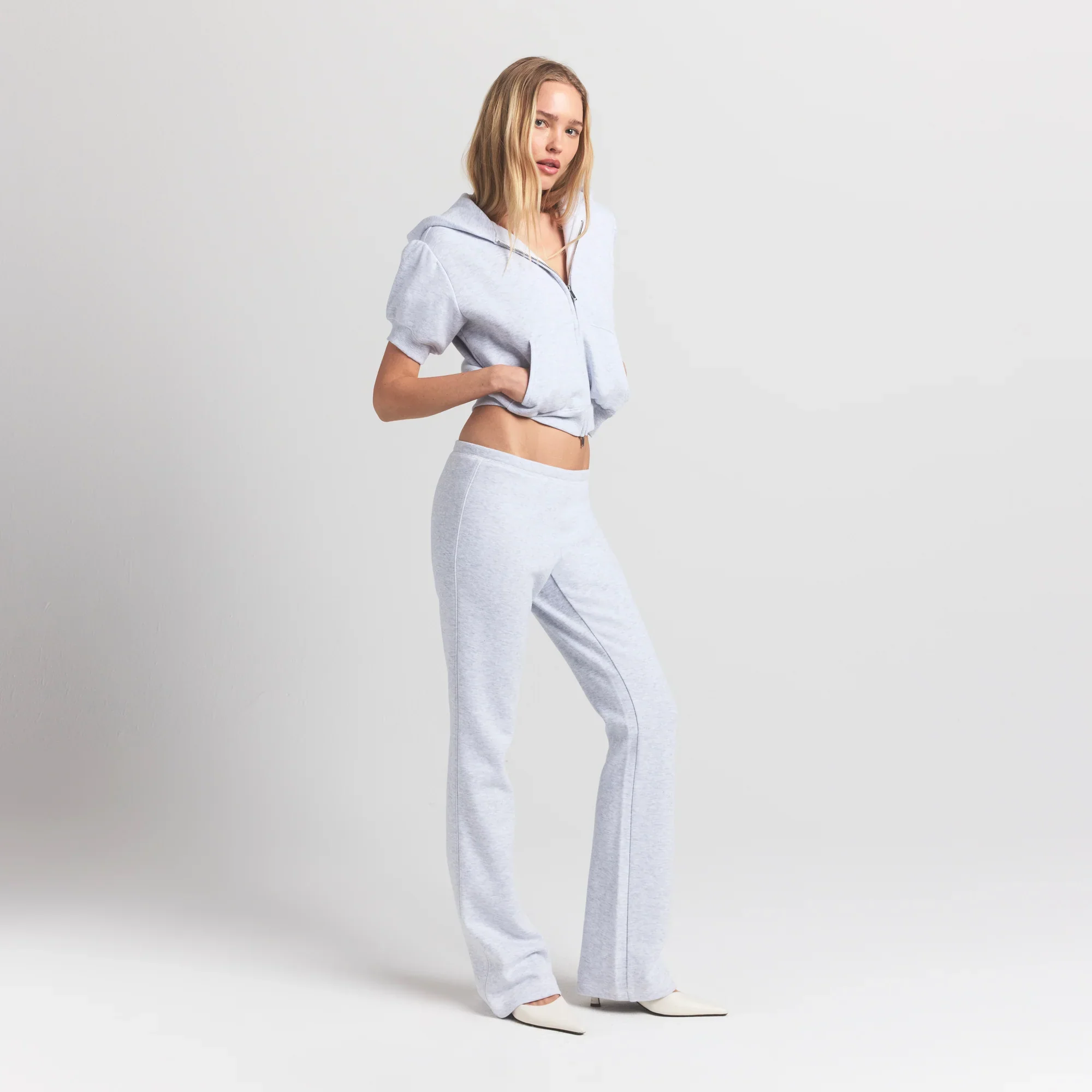 COTTON FLEECE SLIM PANT | LIGHT HEATHER GREY - Image 2