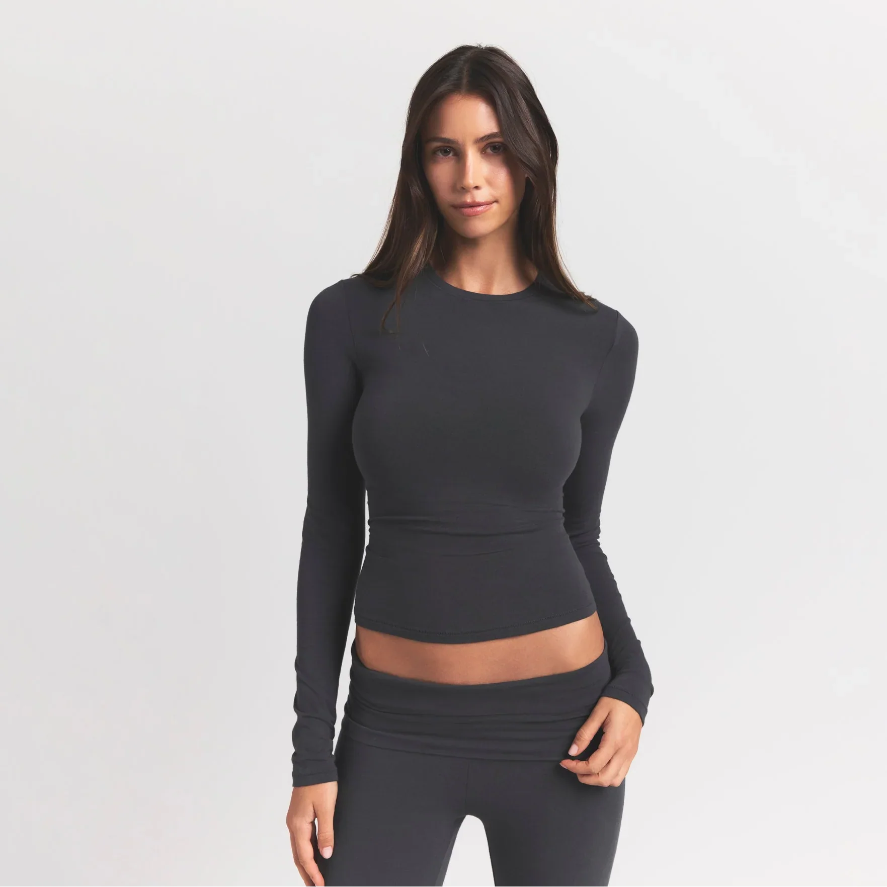 COTTON JERSEY LONG SLEEVE T-SHIRT | ASH