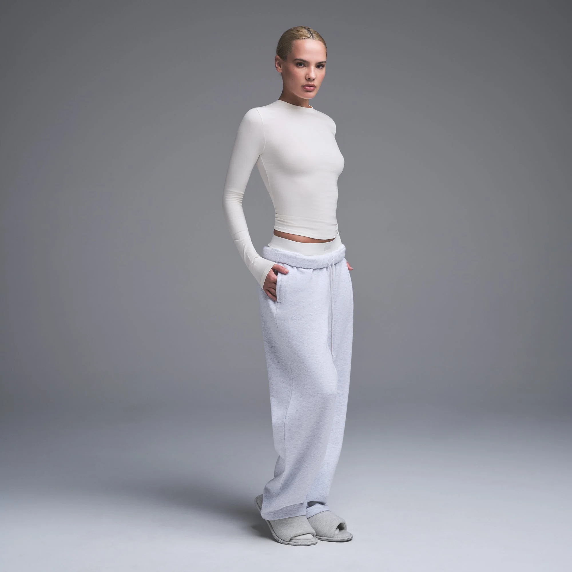 COTTON JERSEY LONG SLEEVE T-SHIRT | MARBLE - Image 3