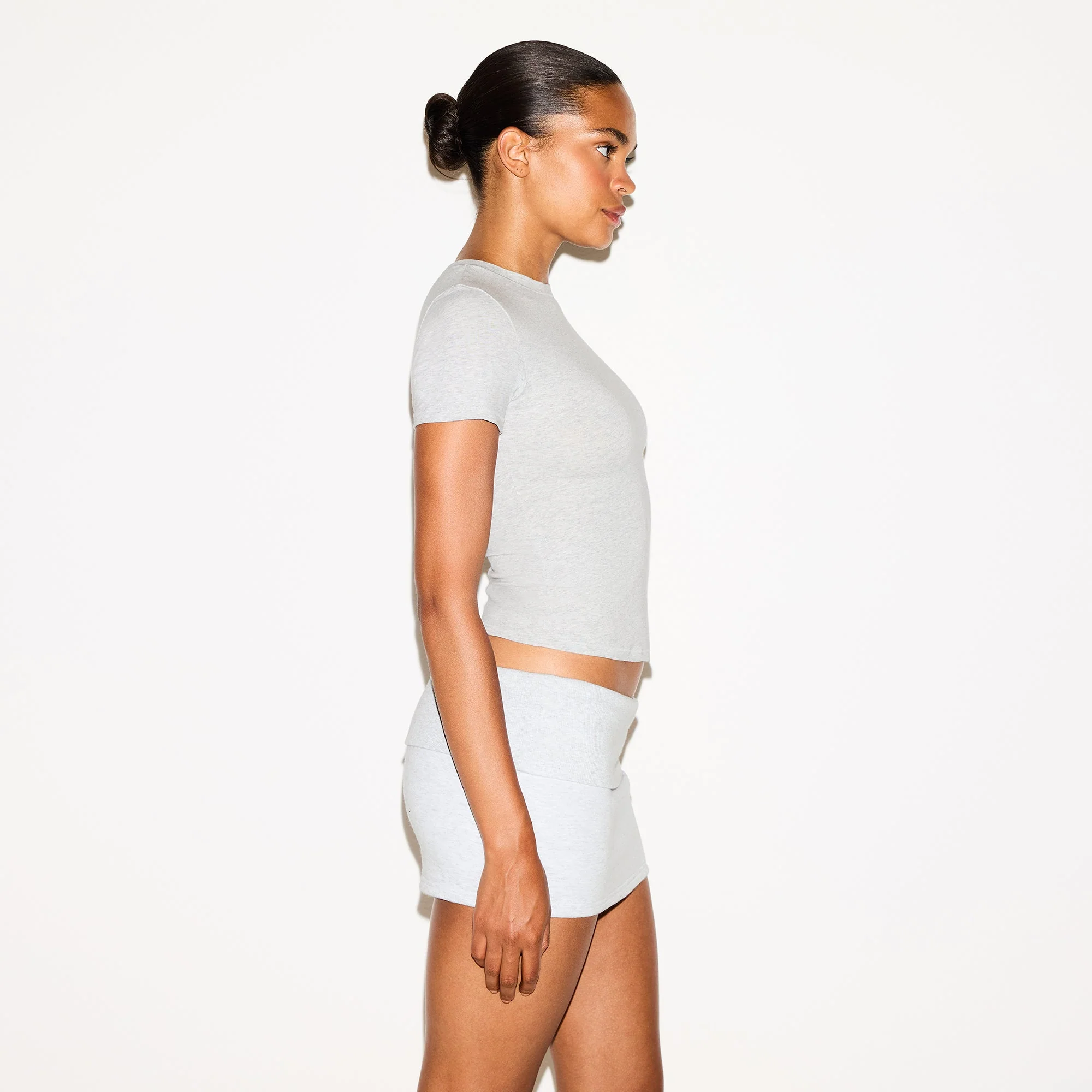 COTTON JERSEY T-SHIRT | LIGHT HEATHER GREY - Image 4