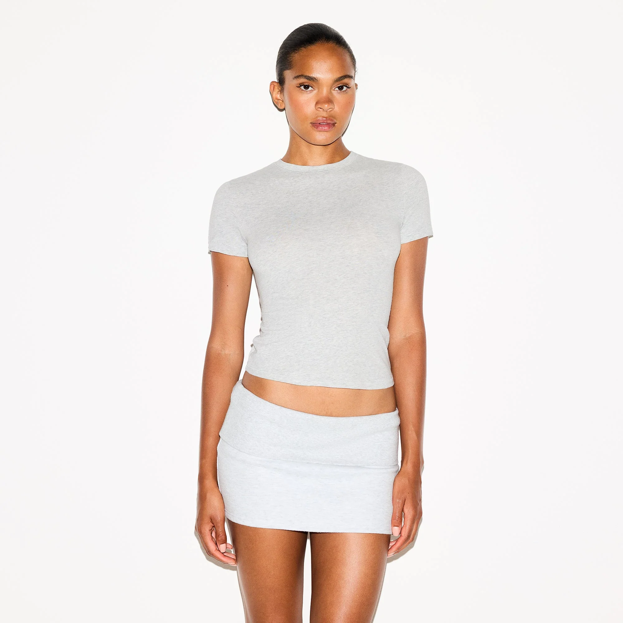 COTTON JERSEY T-SHIRT | LIGHT HEATHER GREY - Image 7