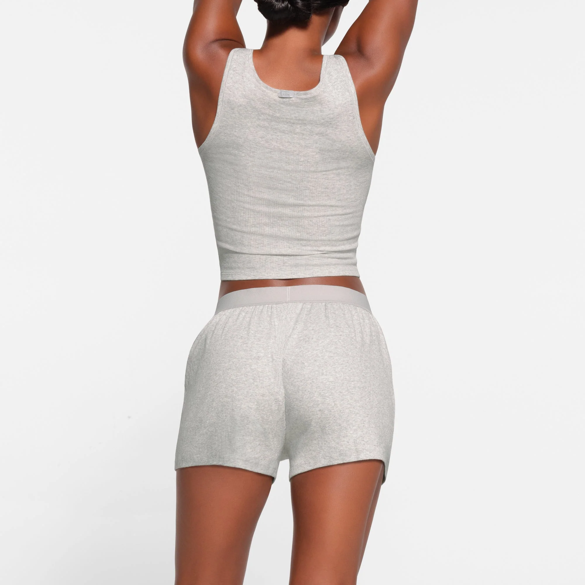 COTTON RIB LOOSE BOXER | LIGHT HEATHER GREY - Image 4