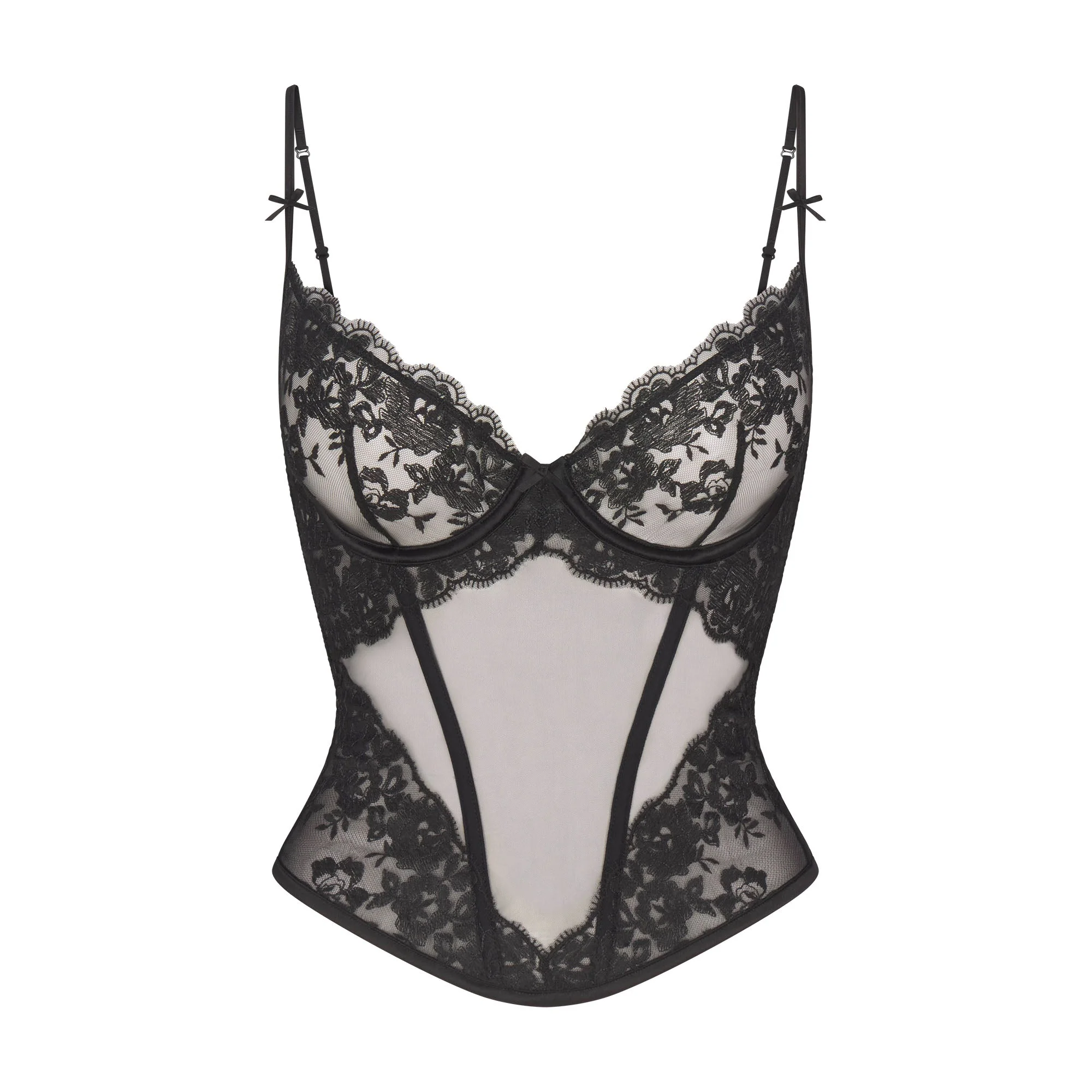 EMBROIDERED LINGERIE UNLINED CORSET | ONYX