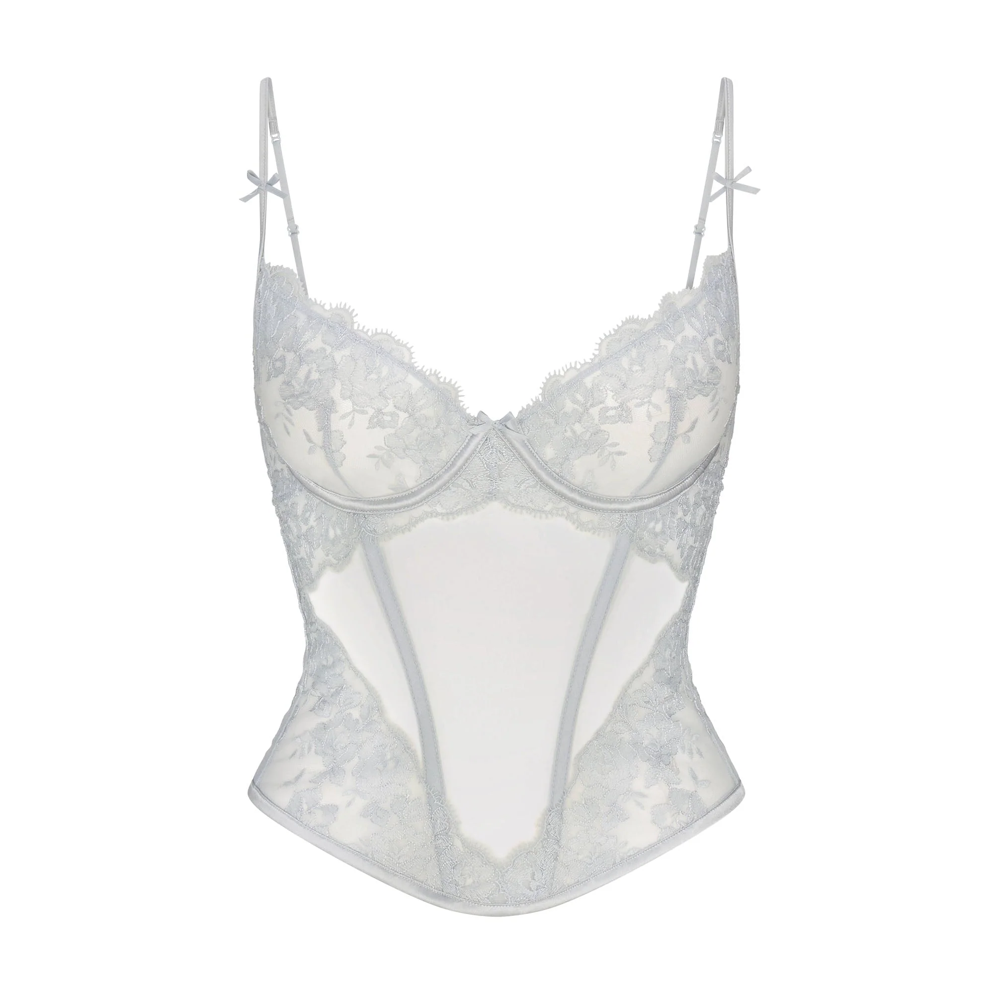 EMBROIDERED LINGERIE UNLINED CORSET | PEARL