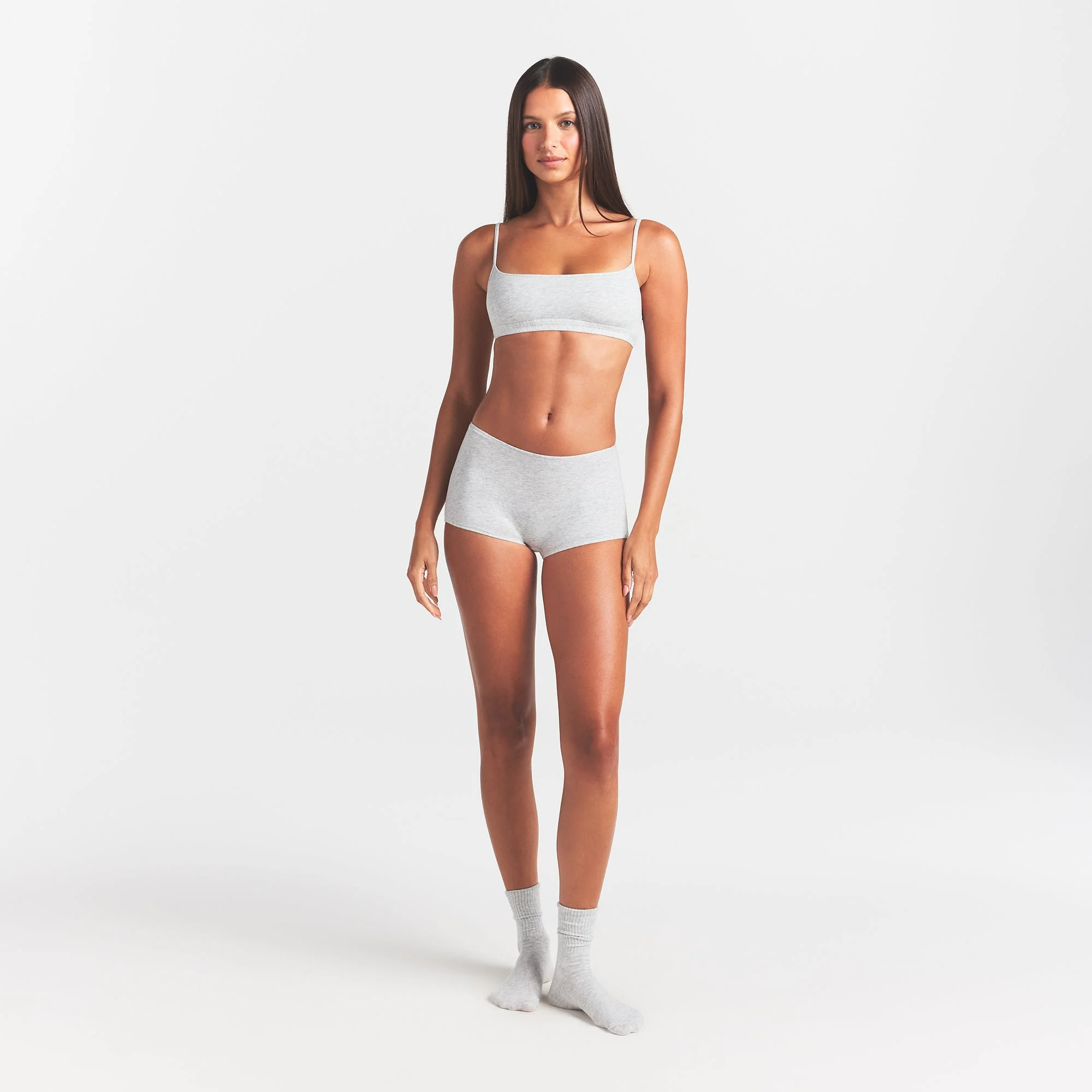 EVERYDAY COTTON SCOOP BRALETTE | LIGHT HEATHER GREY - Image 2