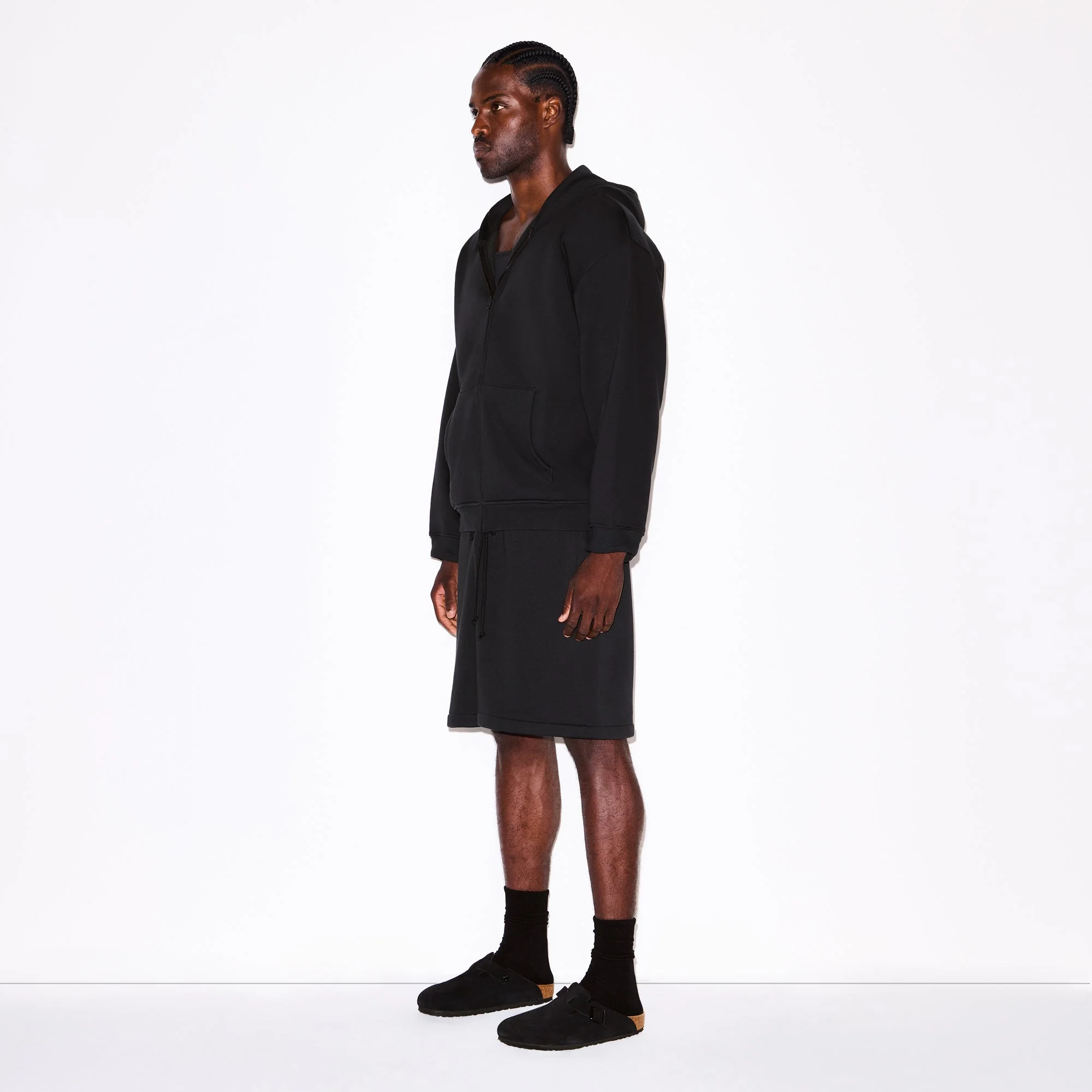 FLEECE LOUNGE MENS RELAXED ZIP UP HOODIE | WASHED ONYX - Image 3