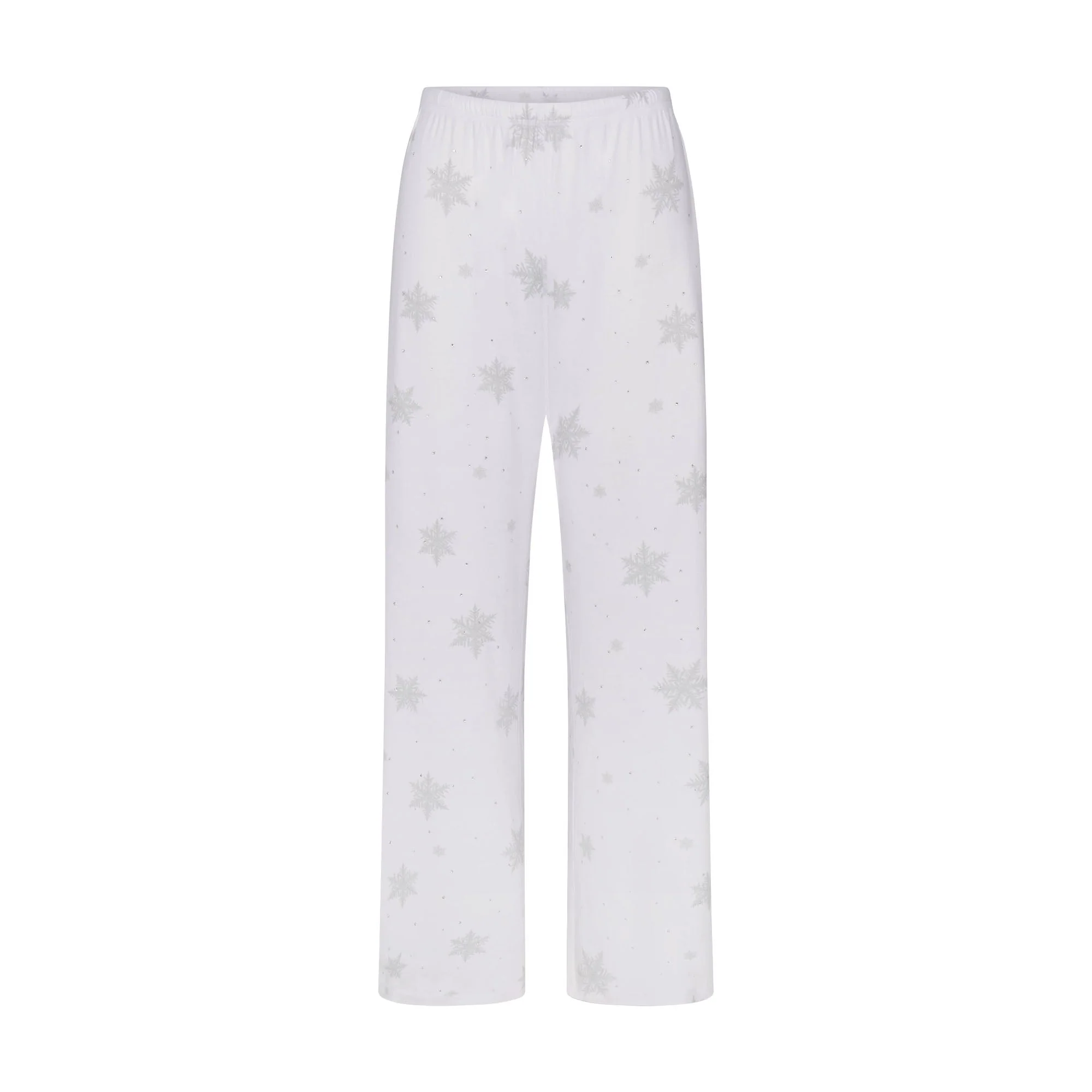 LOGO PLUSH POINTELLE RHINESTONE STRAIGHT LEG PANT | SNOW RHINESTONE PRINT