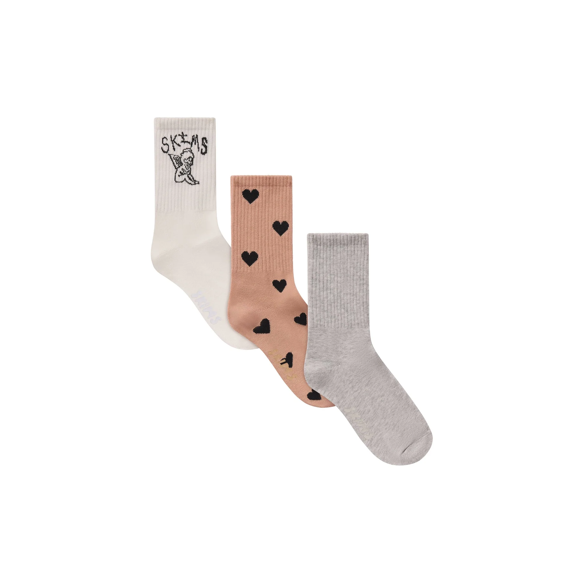 RIBBED CREW SOCK 3-PACK | SPACED HEARTS MULTI - Image 5