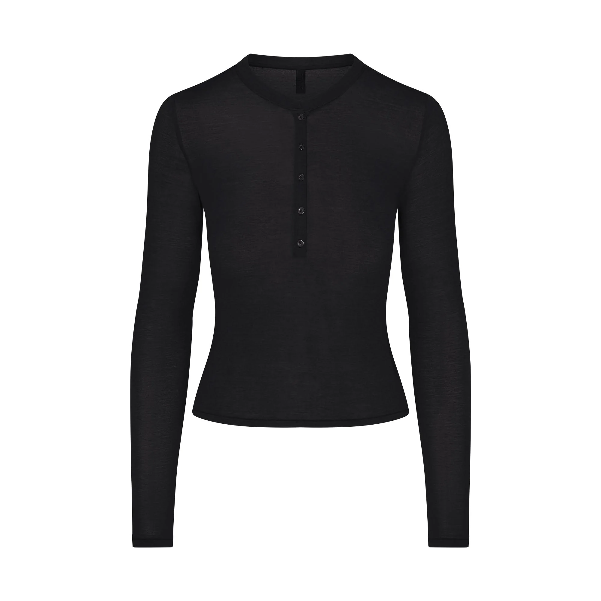 SHEER MODAL CREWNECK HENLEY | ONYX