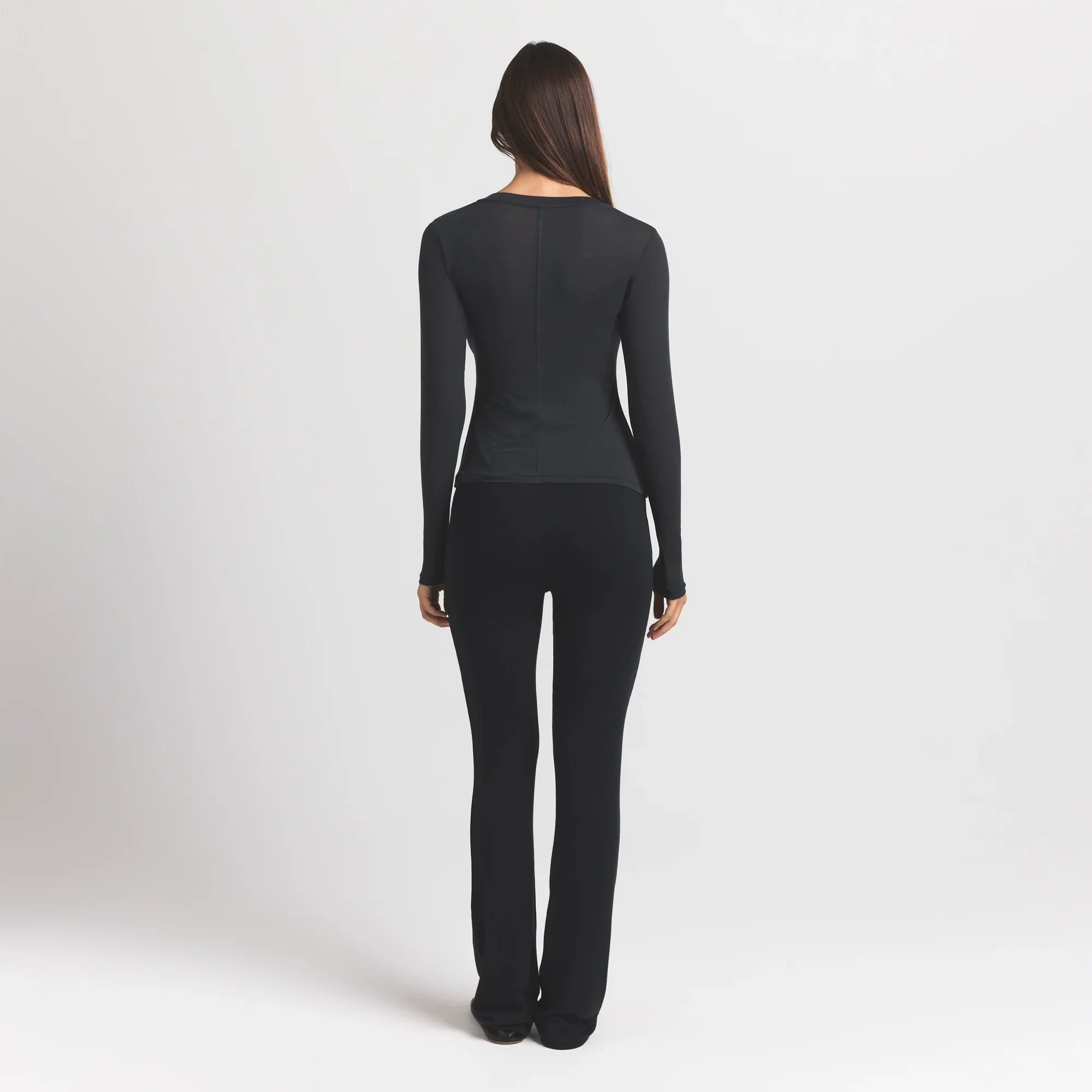 SHEER MODAL CREWNECK HENLEY | ONYX - Image 4