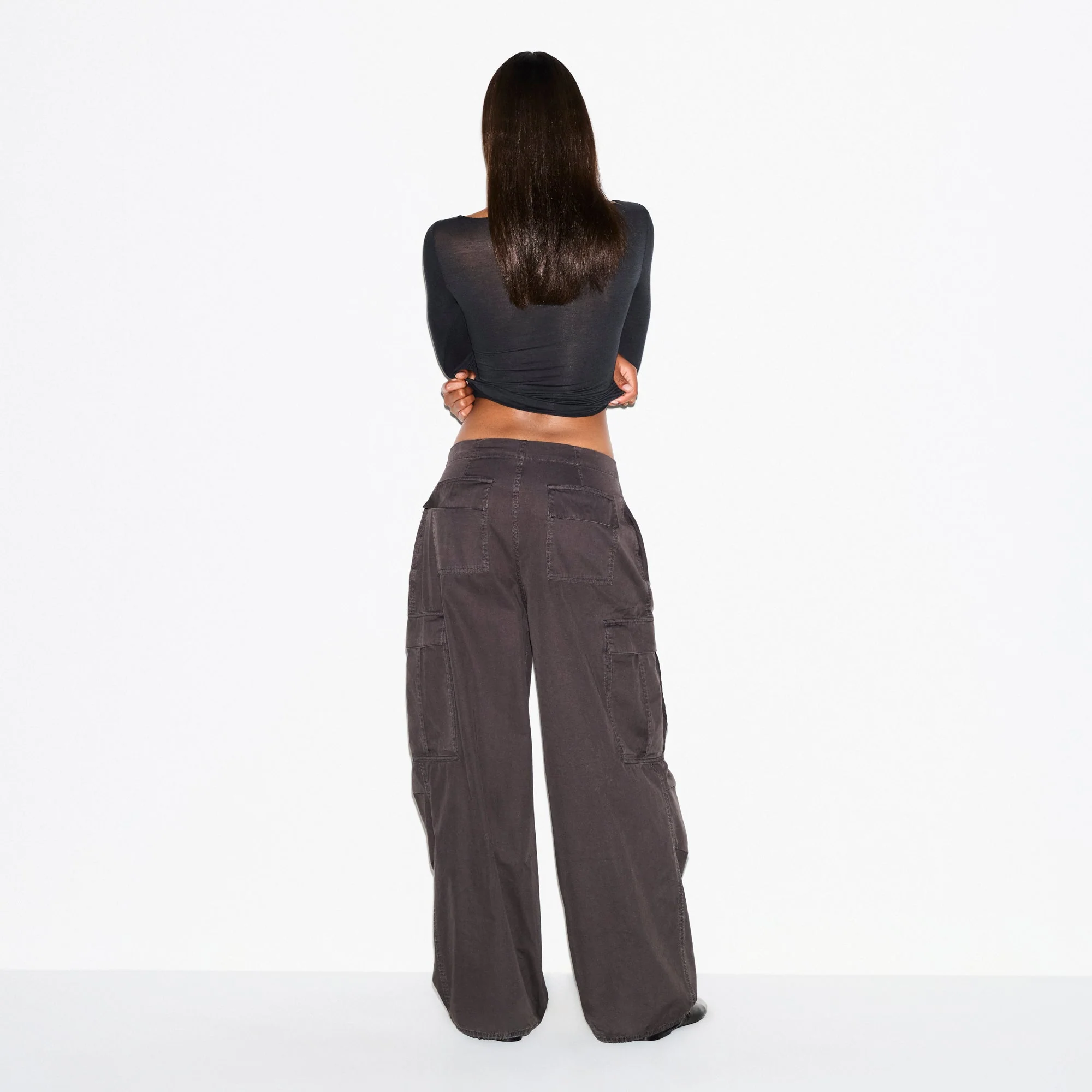 SHEER MODAL LONG SLEEVE BOATNECK TOP | ONYX - Image 5