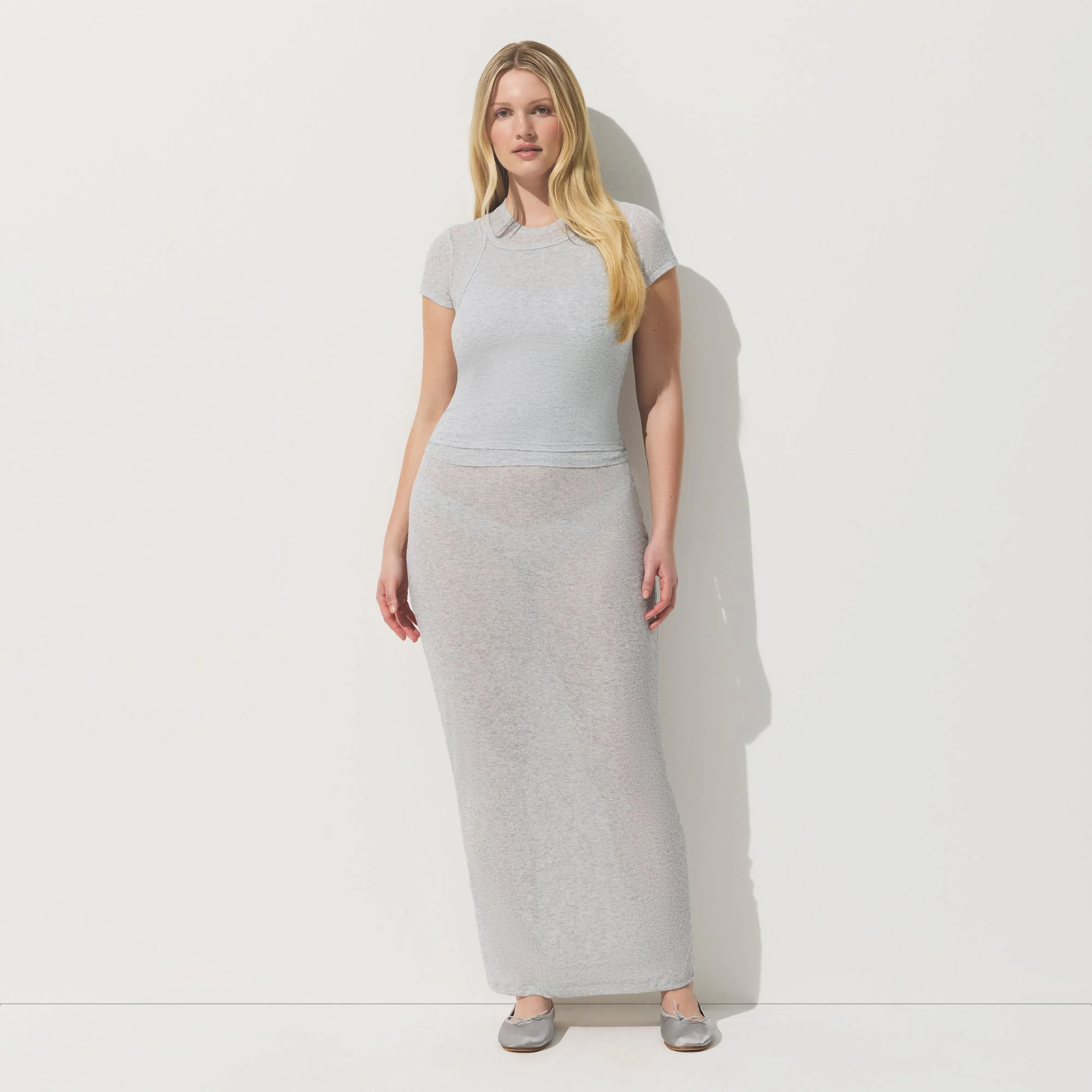 SHEER RIB TANK | LIGHT HEATHER GREY - Image 3