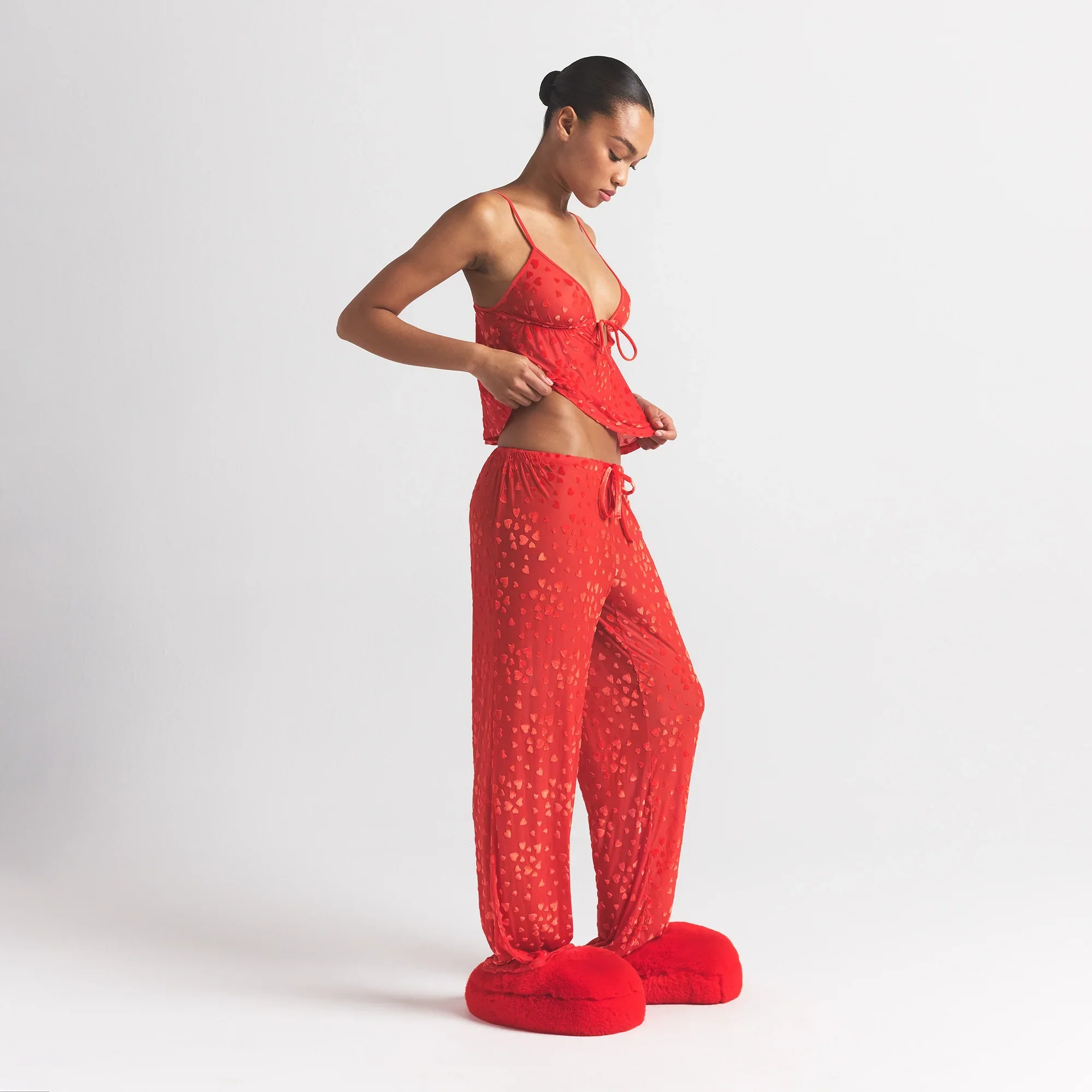 SHEER VELVET CAMI AND PANT SET | RUBY - Image 3