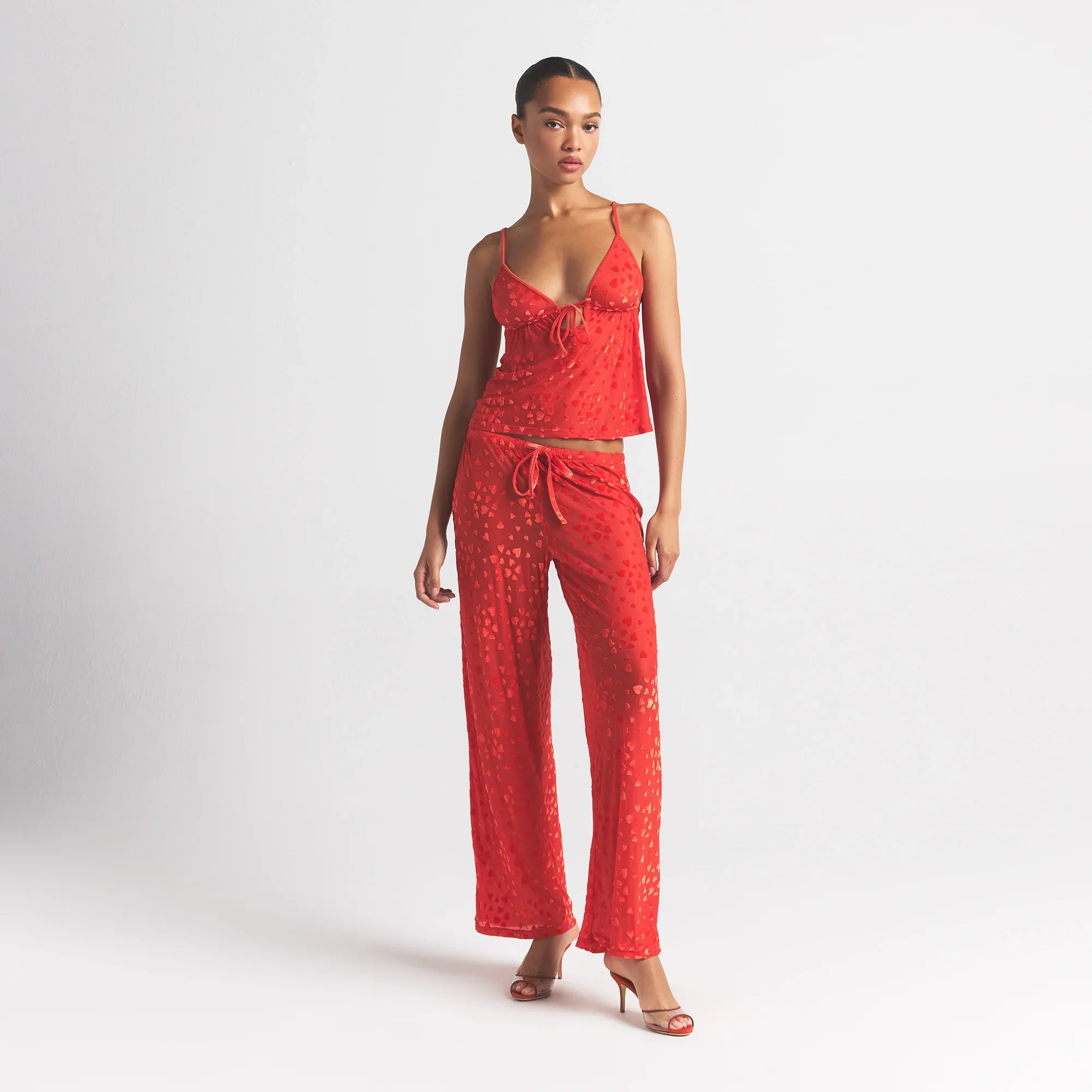 SHEER VELVET CAMI AND PANT SET | RUBY - Image 4