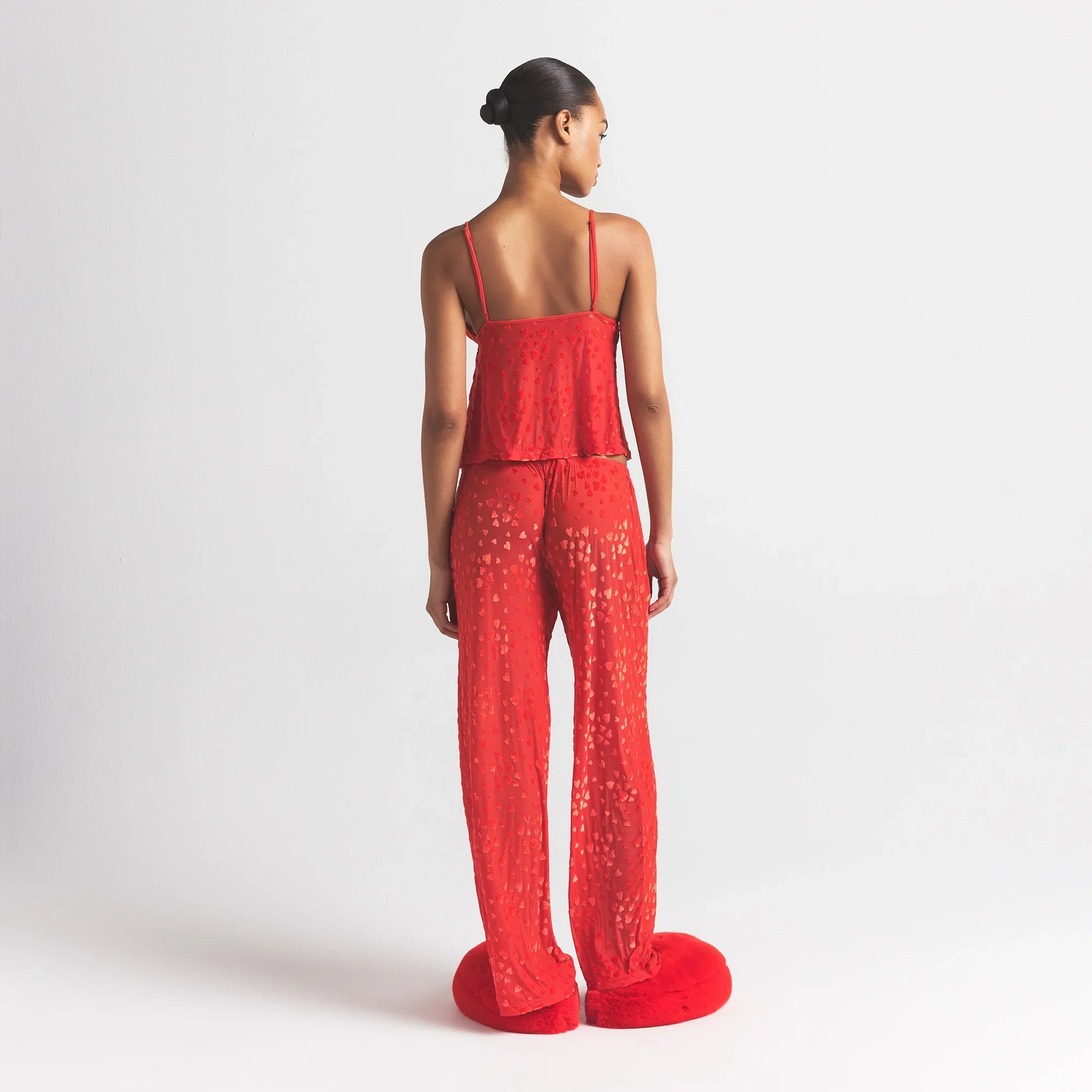 SHEER VELVET CAMI AND PANT SET | RUBY - Image 5