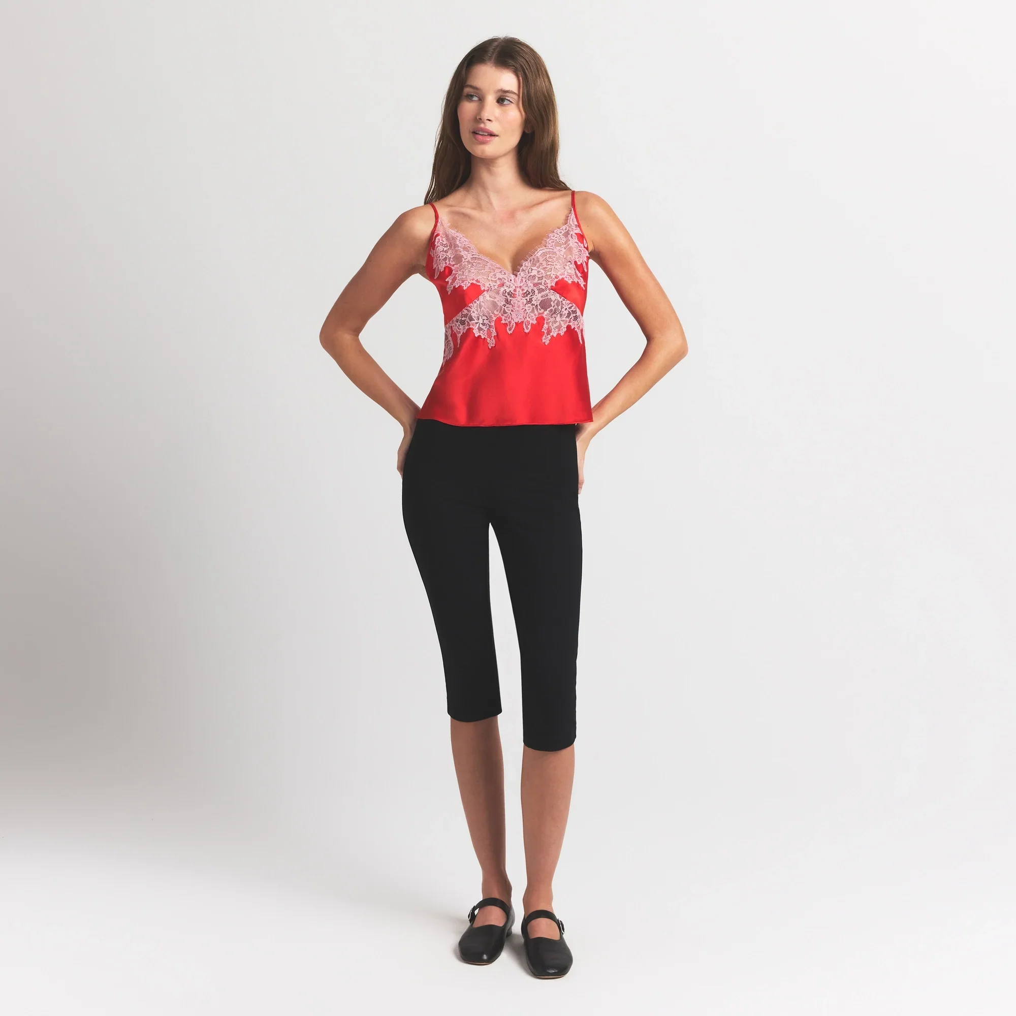 SILK LACE CAMI | RUBY CONTRAST - Image 2