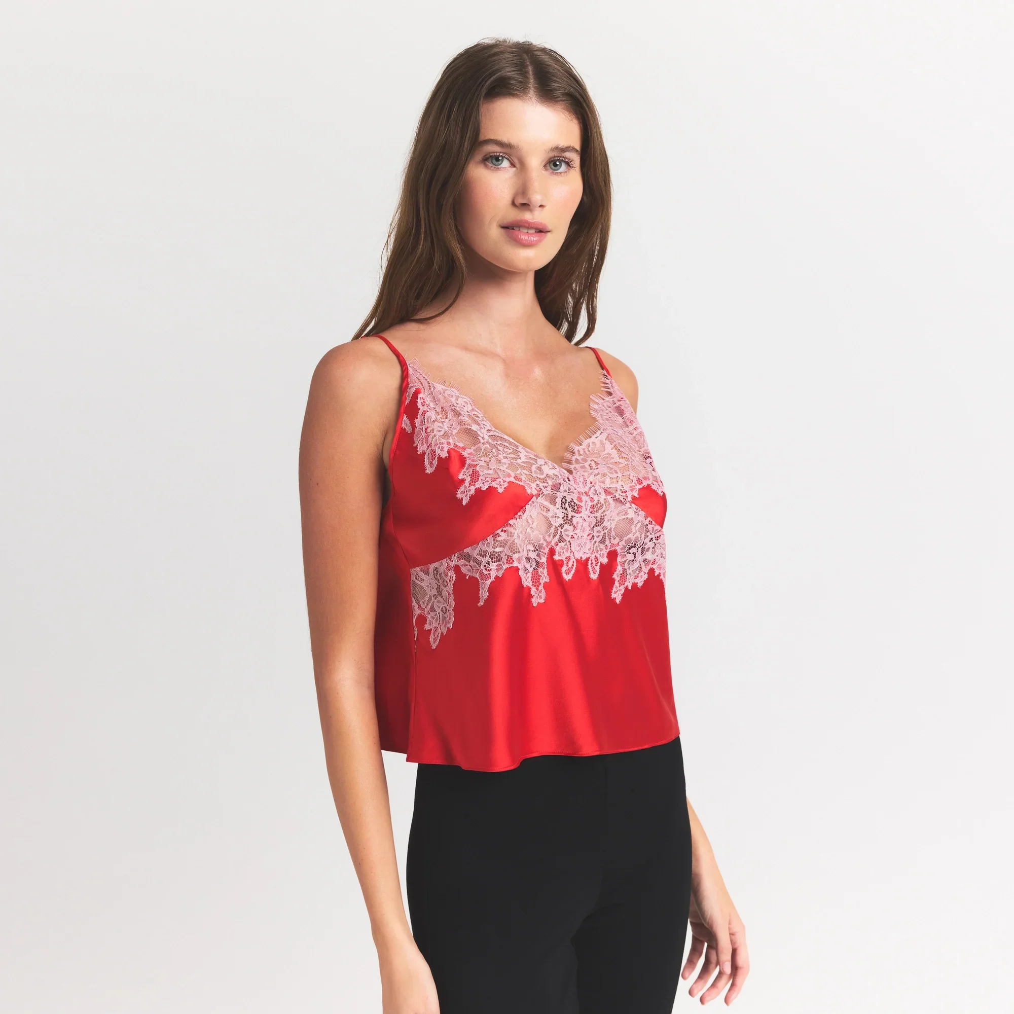SILK LACE CAMI | RUBY CONTRAST - Image 3