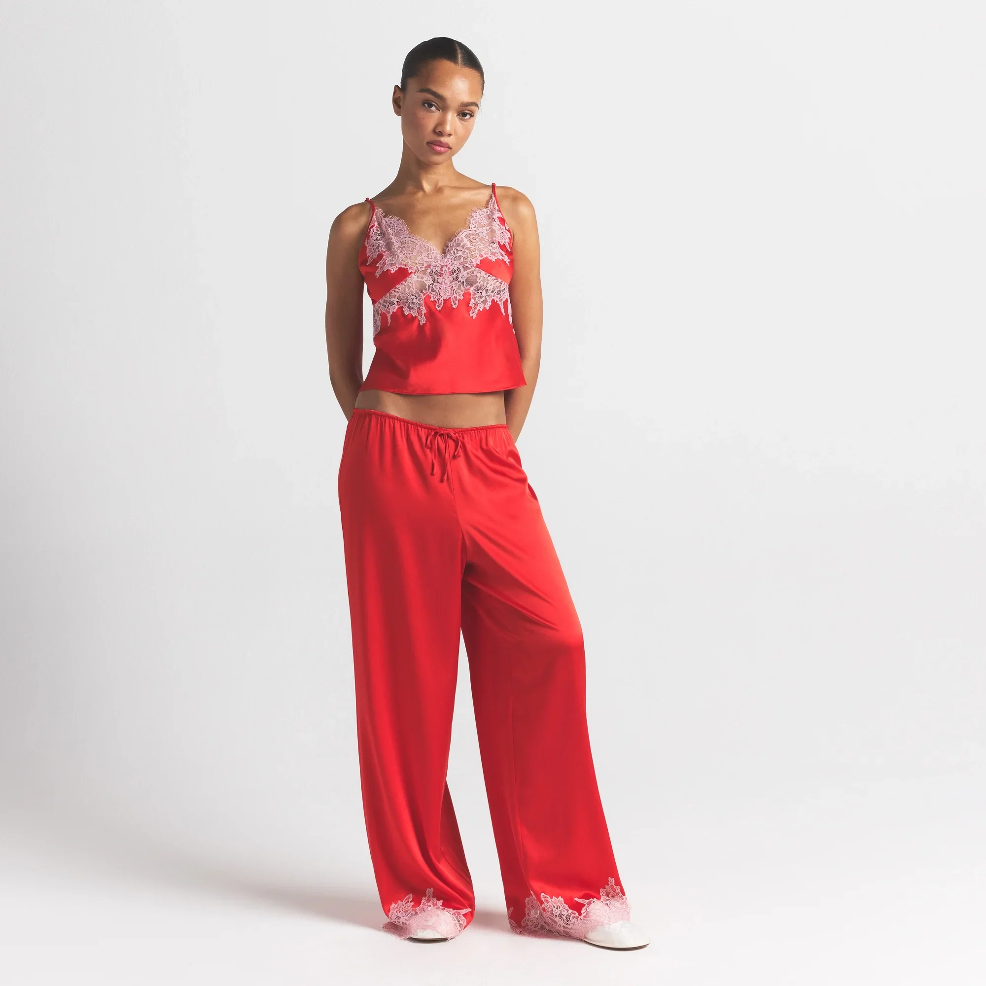 SILK LACE CAMI | RUBY CONTRAST - Image 5