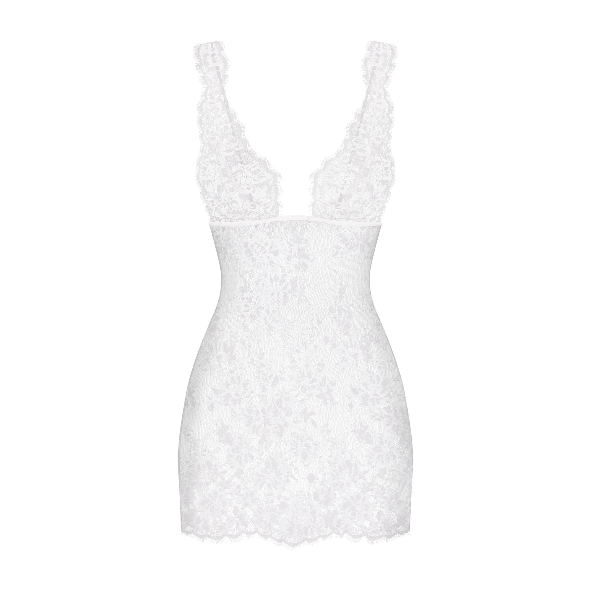 SKIMS LACE MINI SLIP DRESS | SNOW