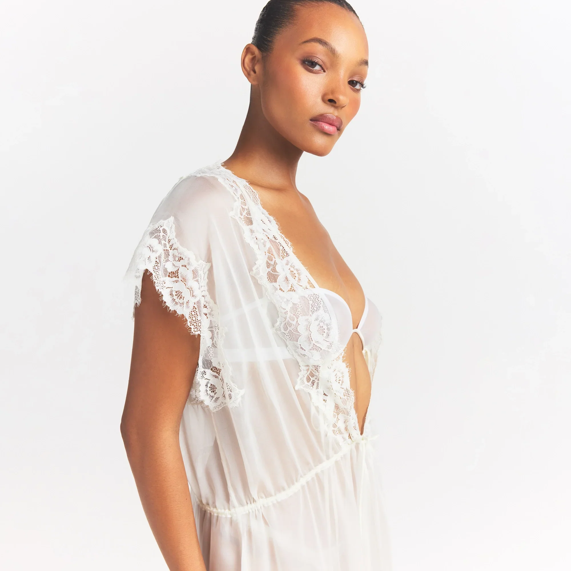 SKIMS ROMANCE LONG ROBE | IVORY - Image 3
