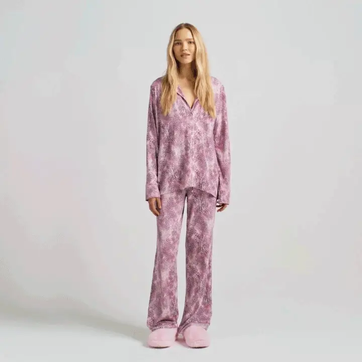 SKIMS SLEEP LONG SLEEVE BUTTON UP SET | BLOOM MINI MULTI ANIMAL - Image 7