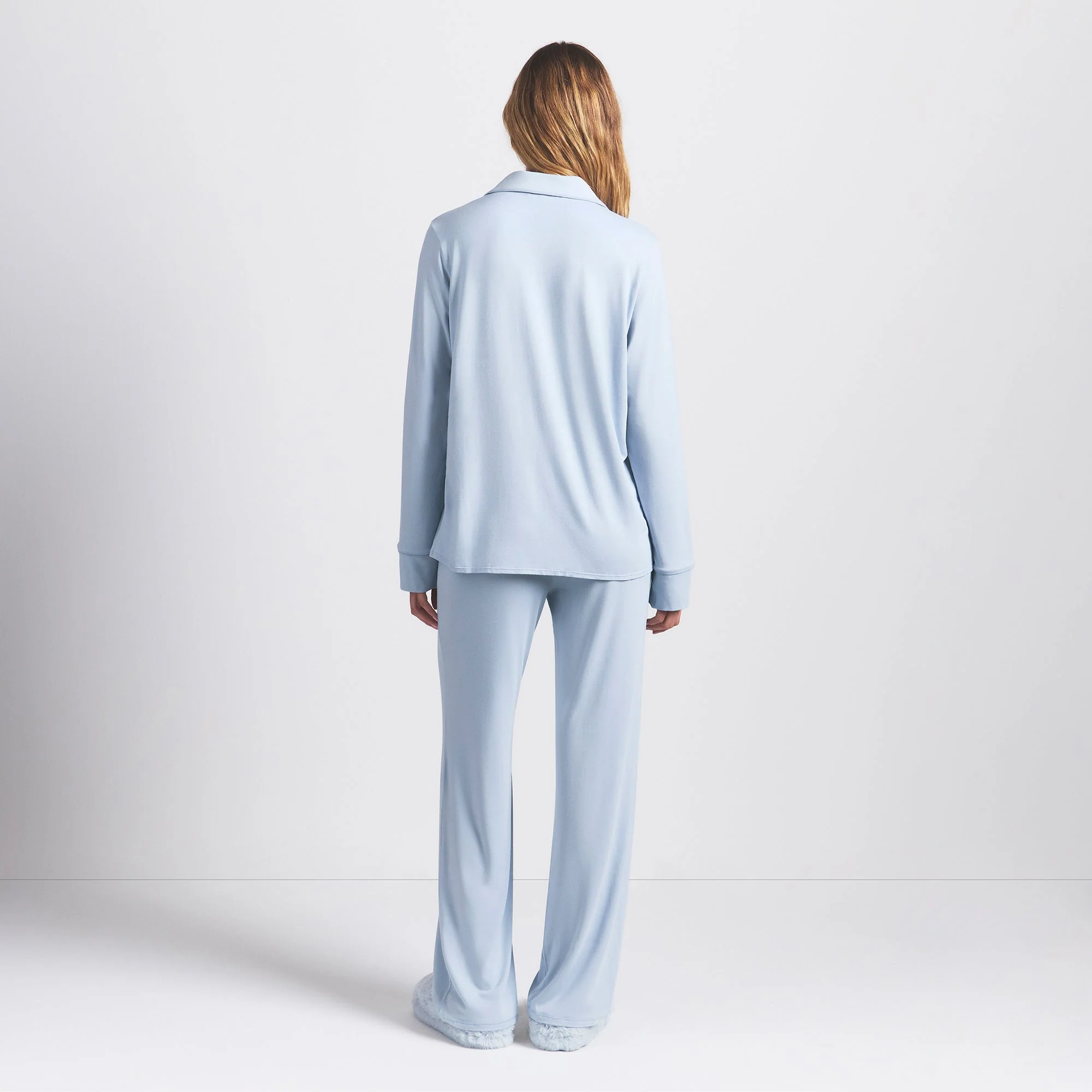 SKIMS SLEEP LONG SLEEVE BUTTON UP SET | ZEN BLUE - Image 6