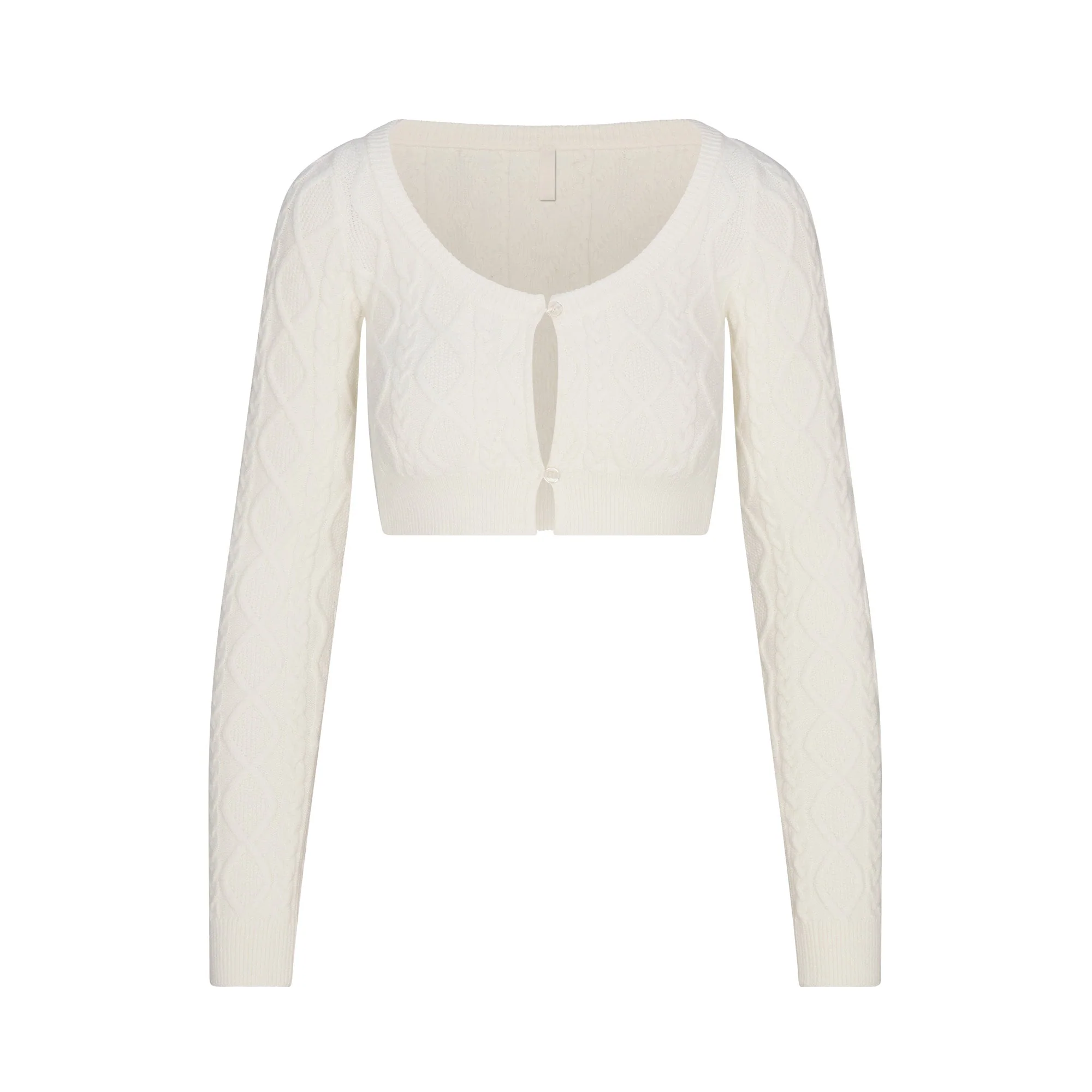 SWEATER KNITS CABLE KNIT CROPPED CARDIGAN | IVORY