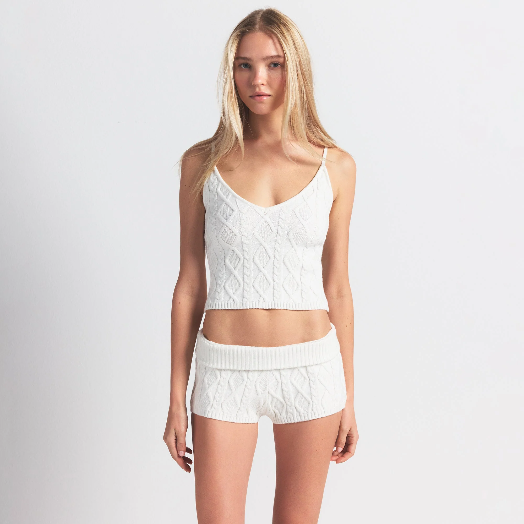 SWEATER KNITS CABLE KNIT SHORT | IVORY - Image 3