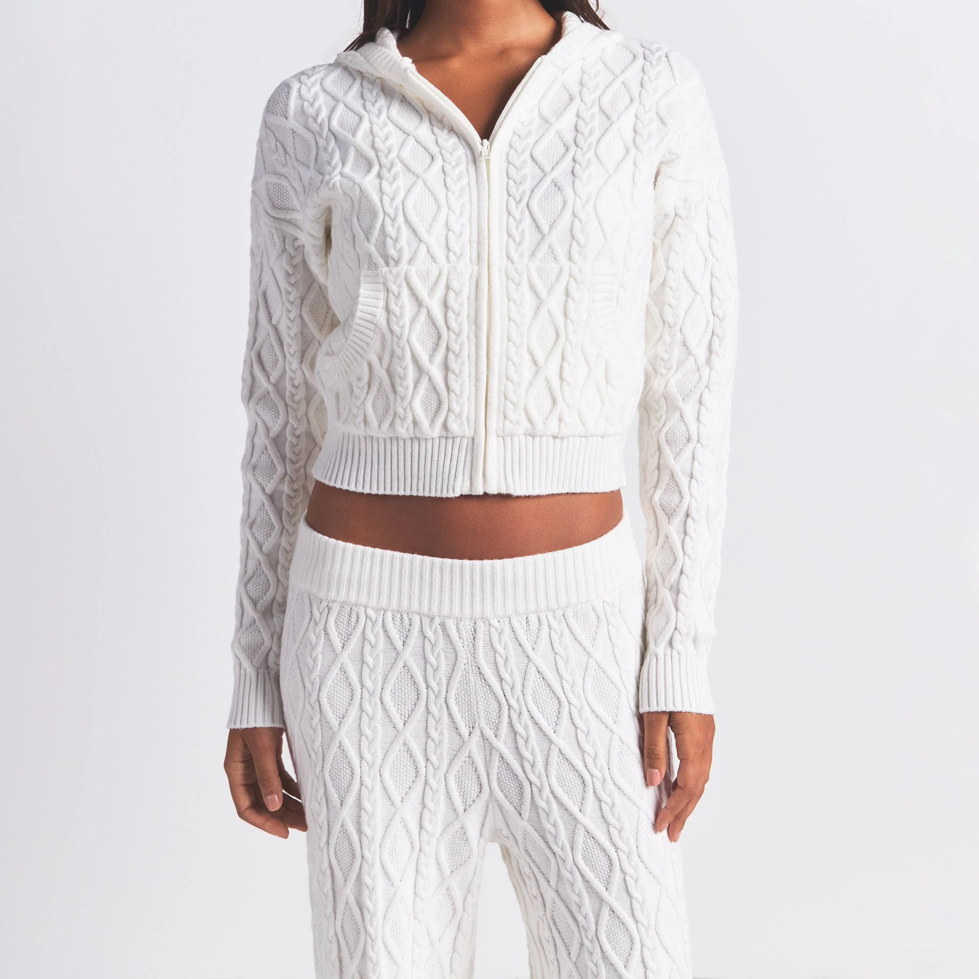 SWEATER KNITS CABLE KNIT STRAIGHT LEG PANT | IVORY - Image 3