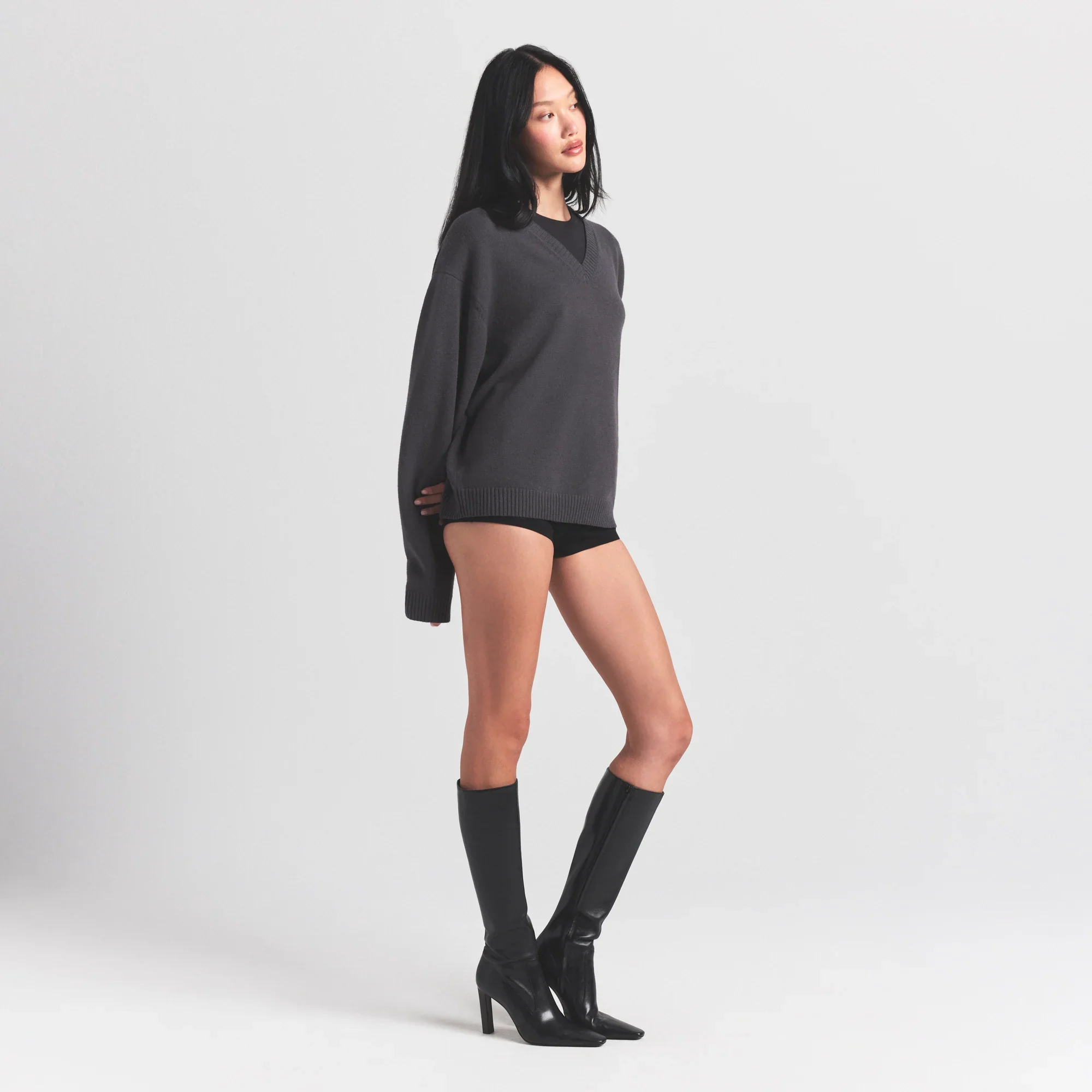 SWEATER KNITS PULLOVER V NECK | ASH - Image 5