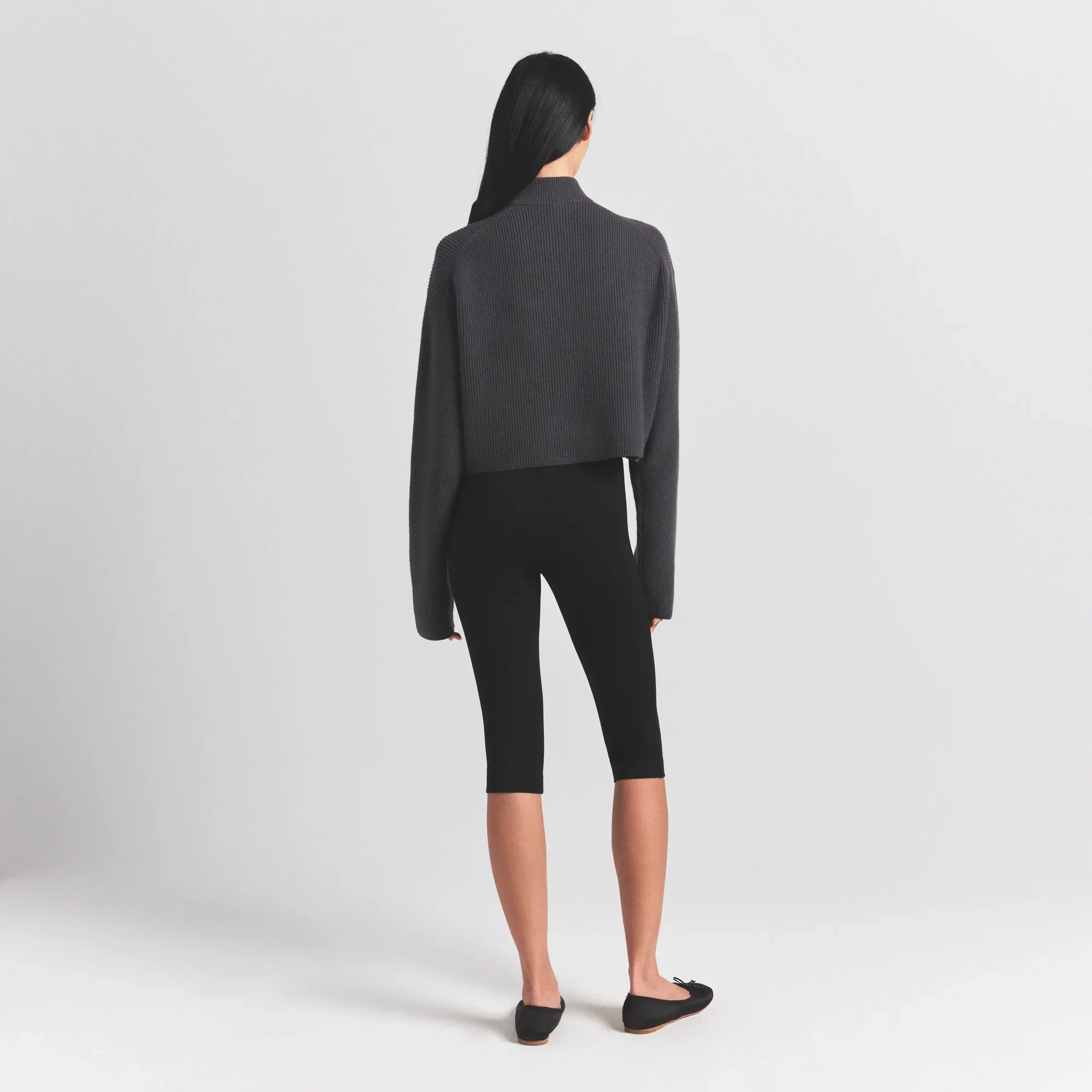 SWEATER KNITS RIBBED MOCK NECK ZIP UP | ASH - Image 4