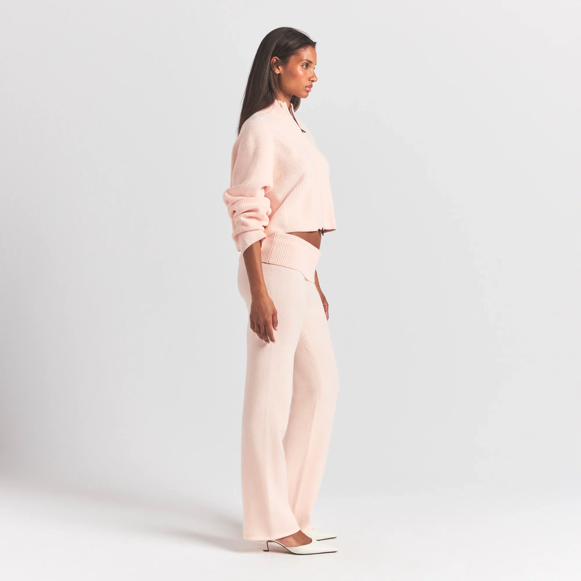 SWEATER KNITS RIBBED MOCK NECK ZIP UP | PRIMROSE - Image 4