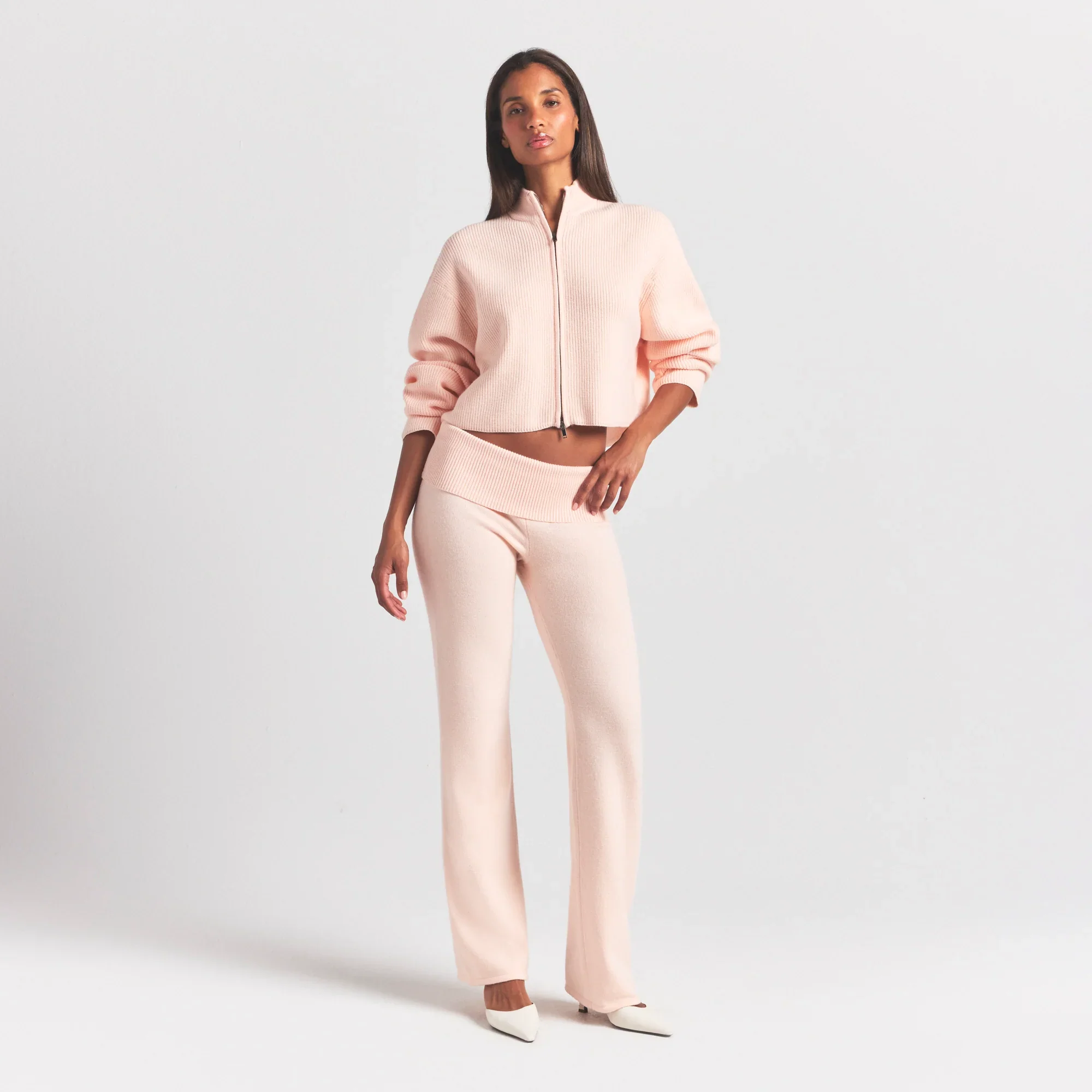 SWEATER KNITS RIBBED MOCK NECK ZIP UP | PRIMROSE - Image 6