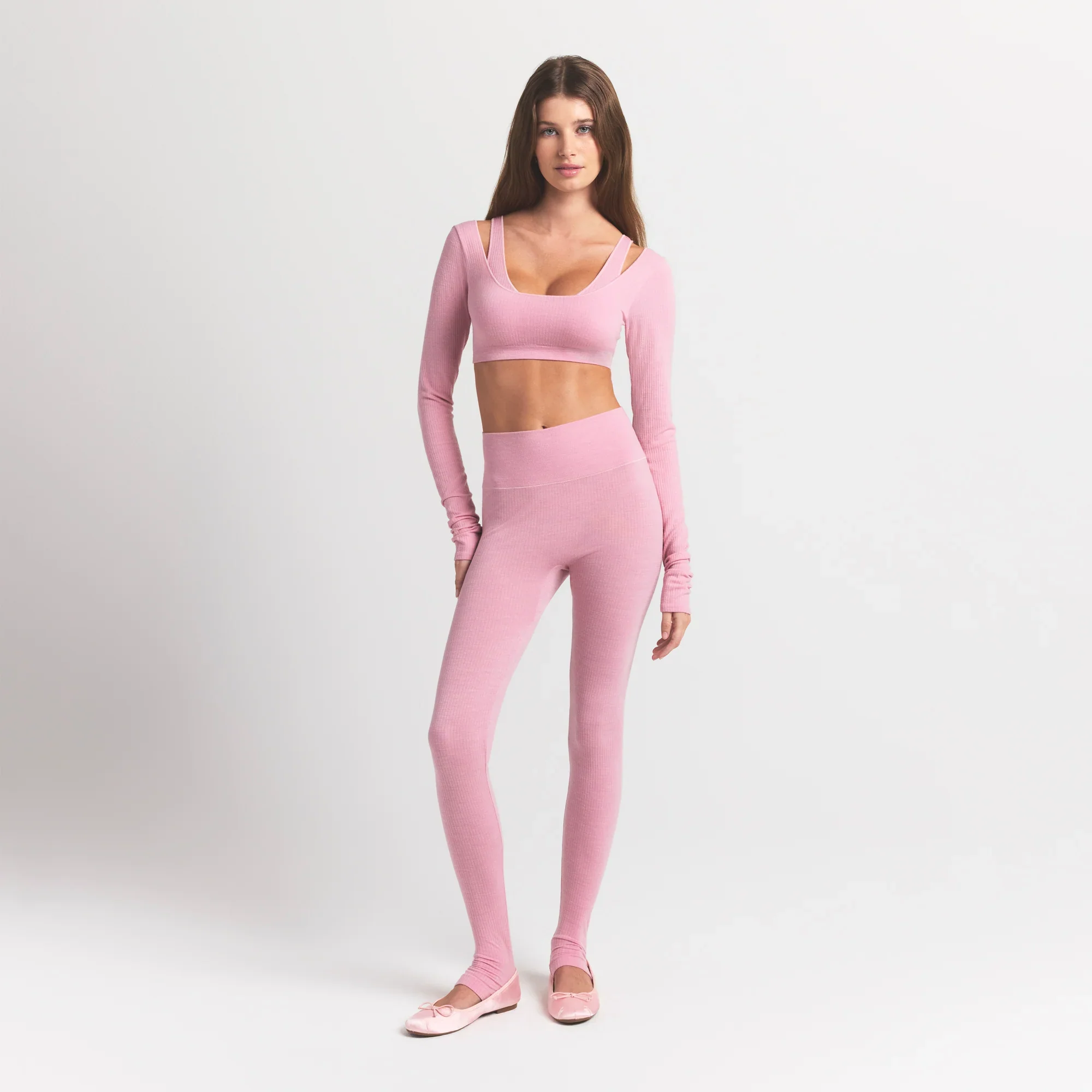 WOOL RIB LONG SLEEVE SUPER CROPPED TOP | HALITE - Image 3