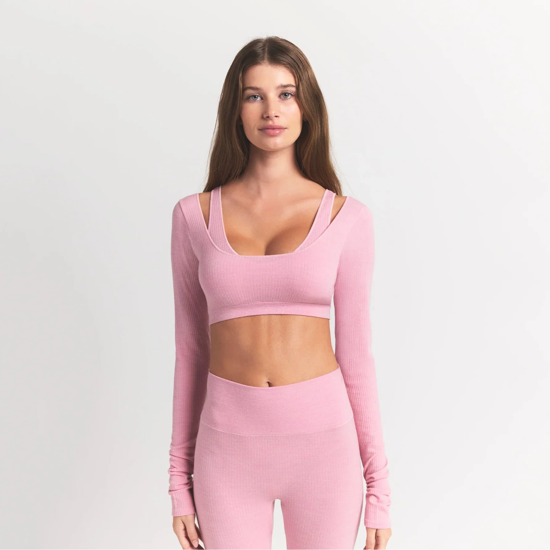 WOOL RIB LONG SLEEVE SUPER CROPPED TOP | HALITE - Image 5