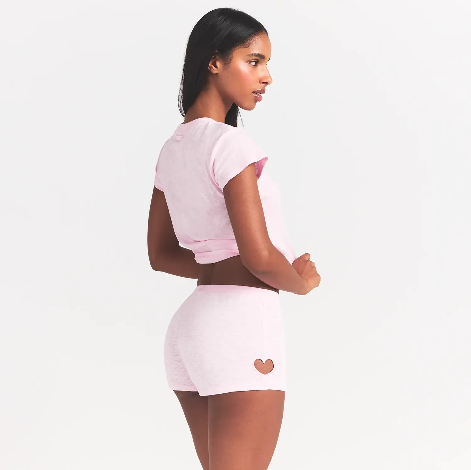 WORN IN JERSEY HEART MICRO SHORT | BABY PINK - Image 4