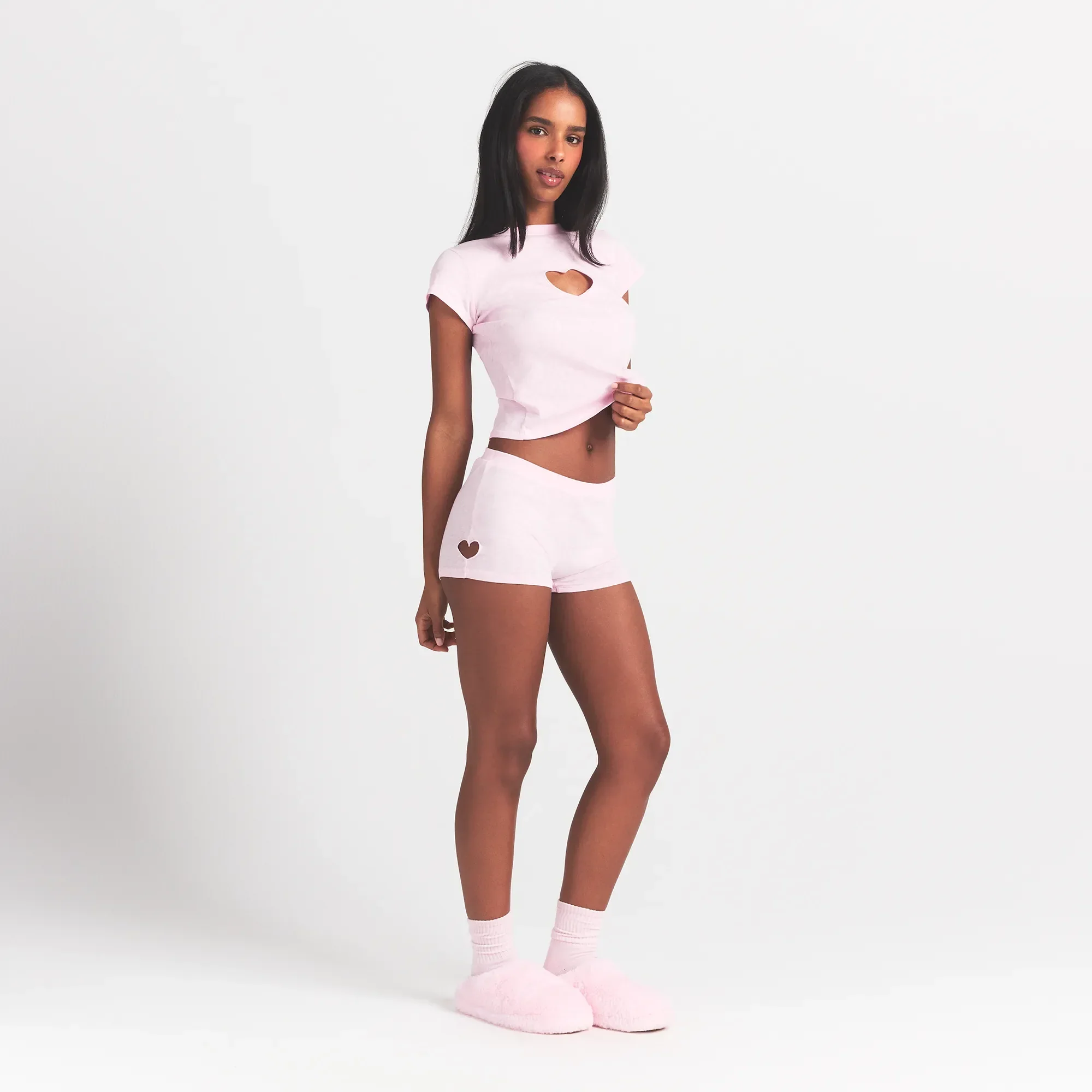 WORN IN JERSEY HEART MICRO SHORT | BABY PINK - Image 5