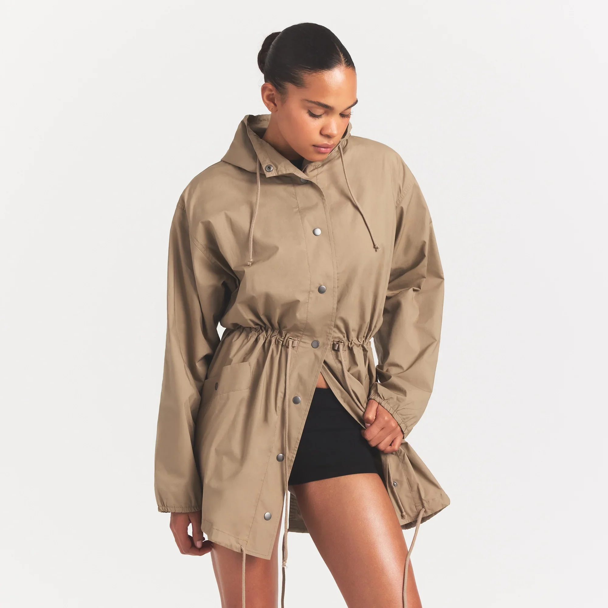WOVEN COTTON OVERSIZED ANORAK | DESERT - Image 3