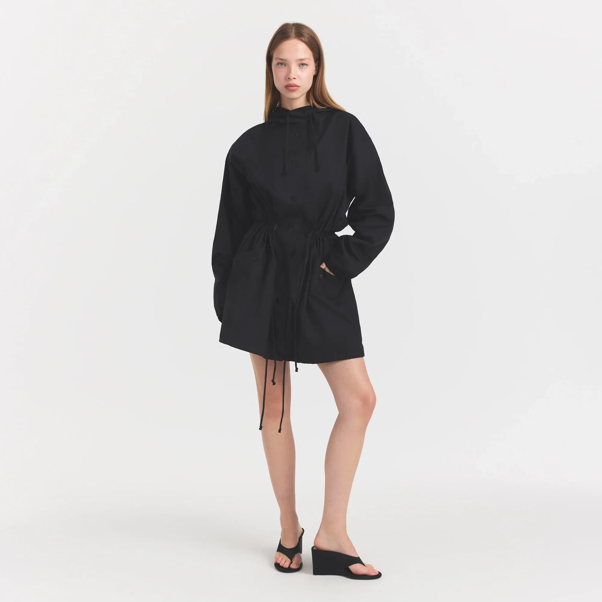 WOVEN COTTON OVERSIZED ANORAK | ONYX - Image 2