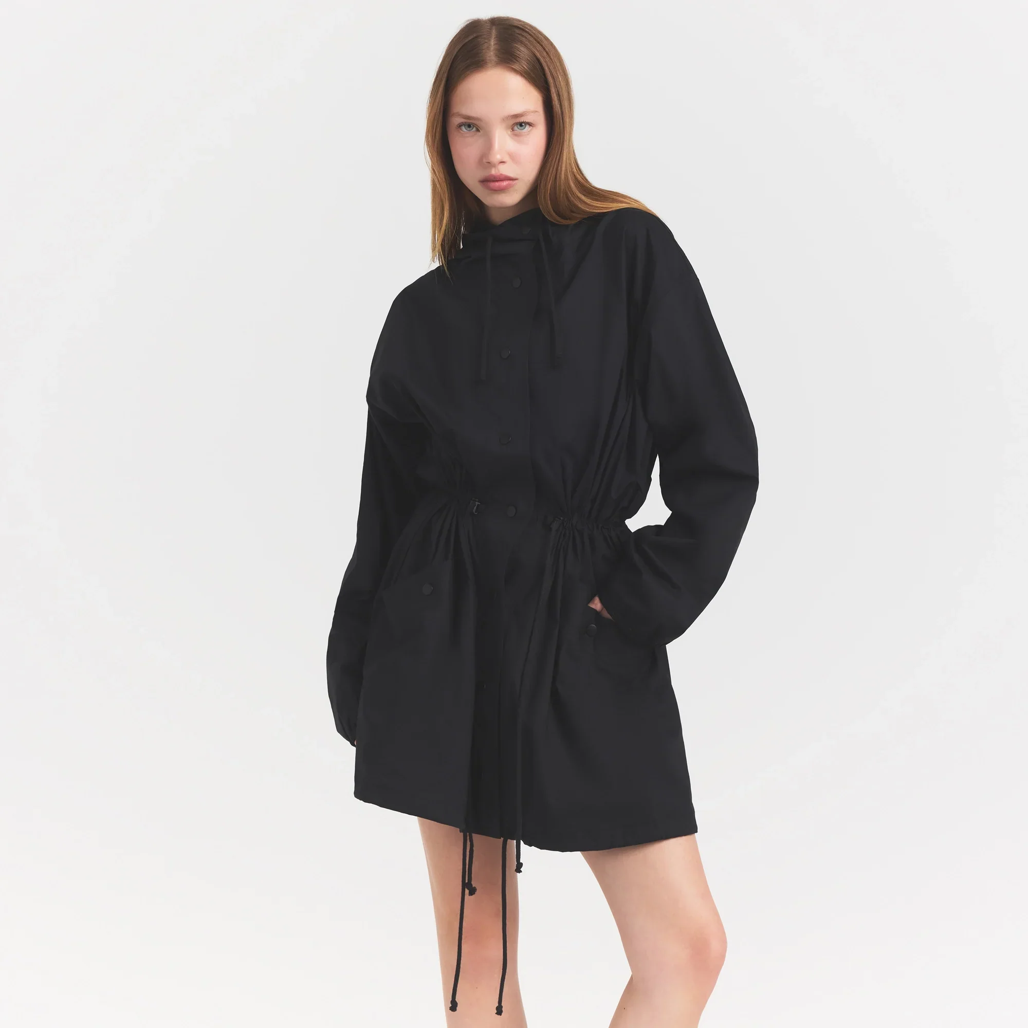 WOVEN COTTON OVERSIZED ANORAK | ONYX - Image 3