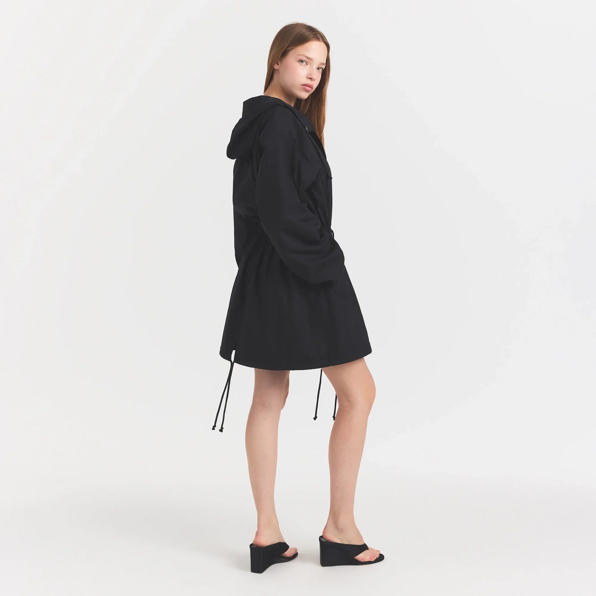WOVEN COTTON OVERSIZED ANORAK | ONYX - Image 4