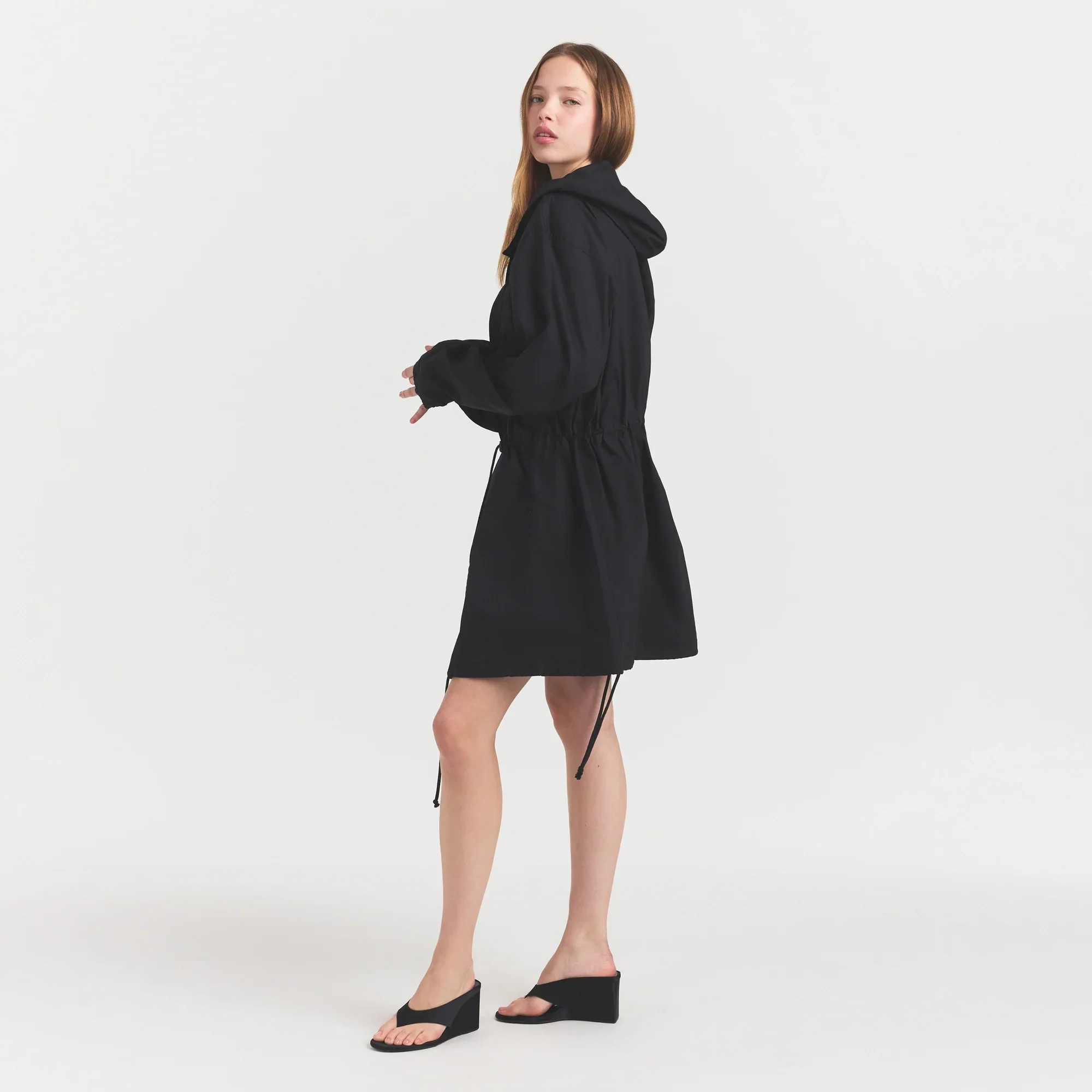 WOVEN COTTON OVERSIZED ANORAK | ONYX - Image 5